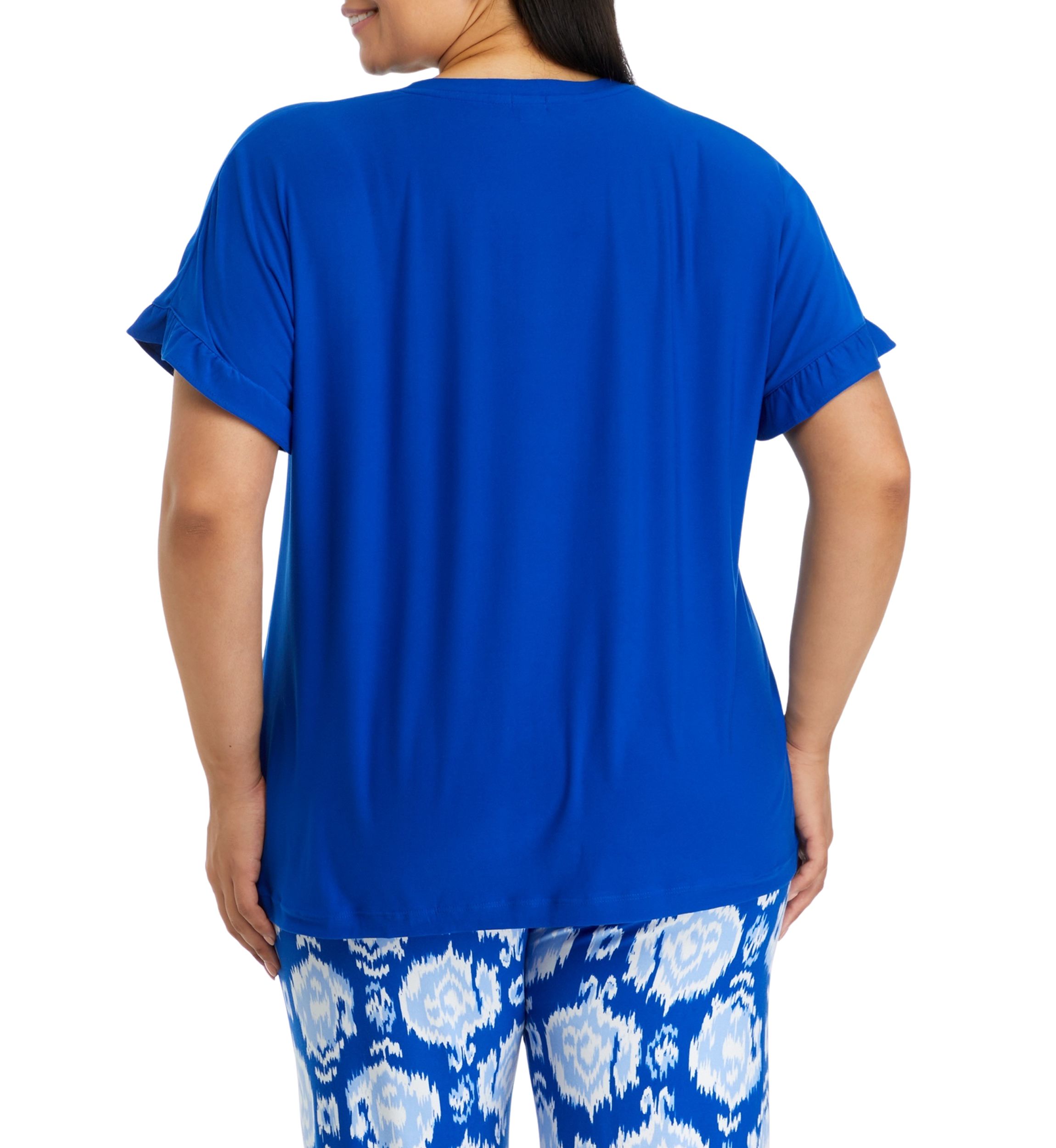 Plus Size Yummy V-Neck Ruffle Sleeve Pajama Top