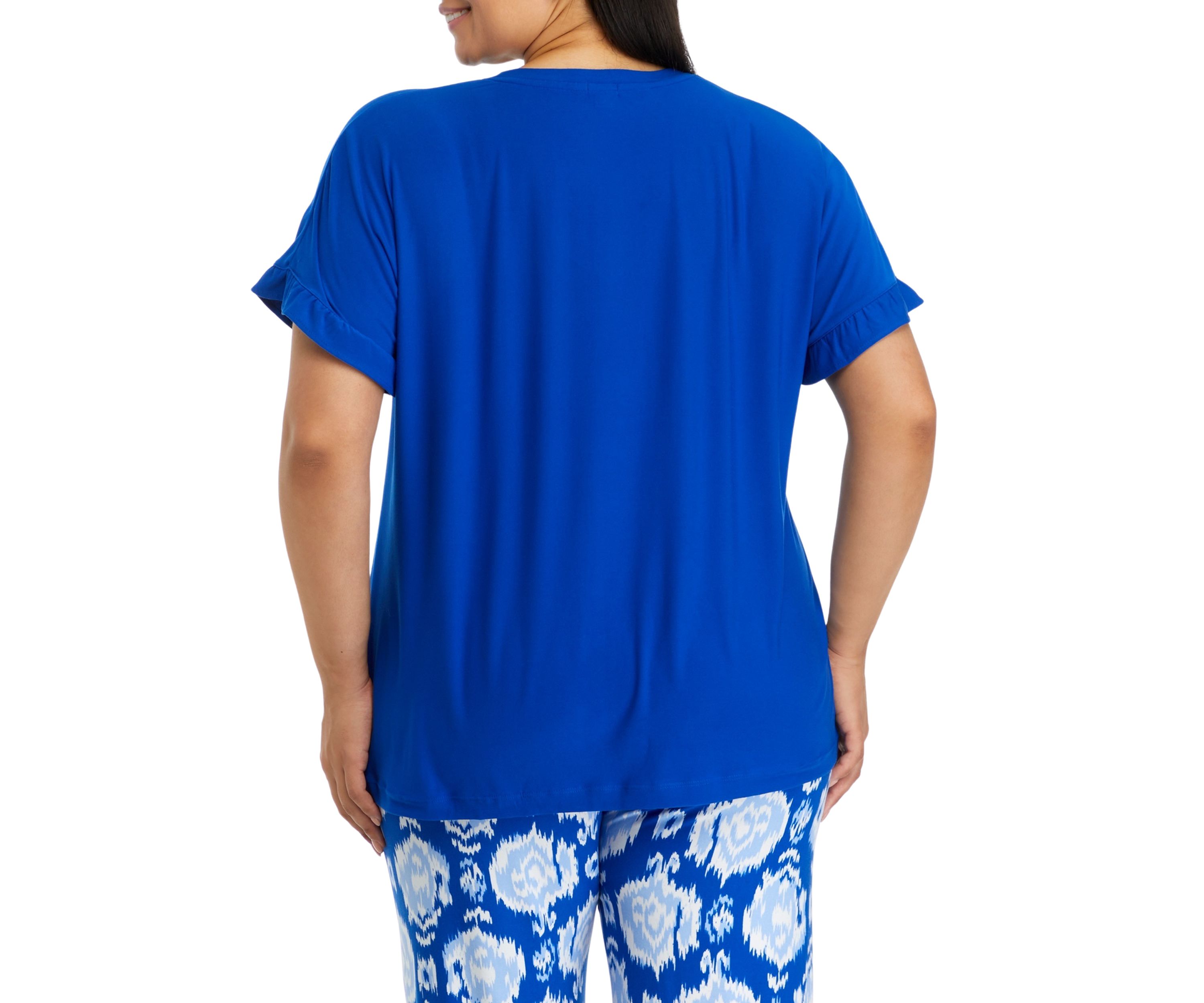 Plus Size Yummy V-Neck Ruffle Sleeve Pajama Top