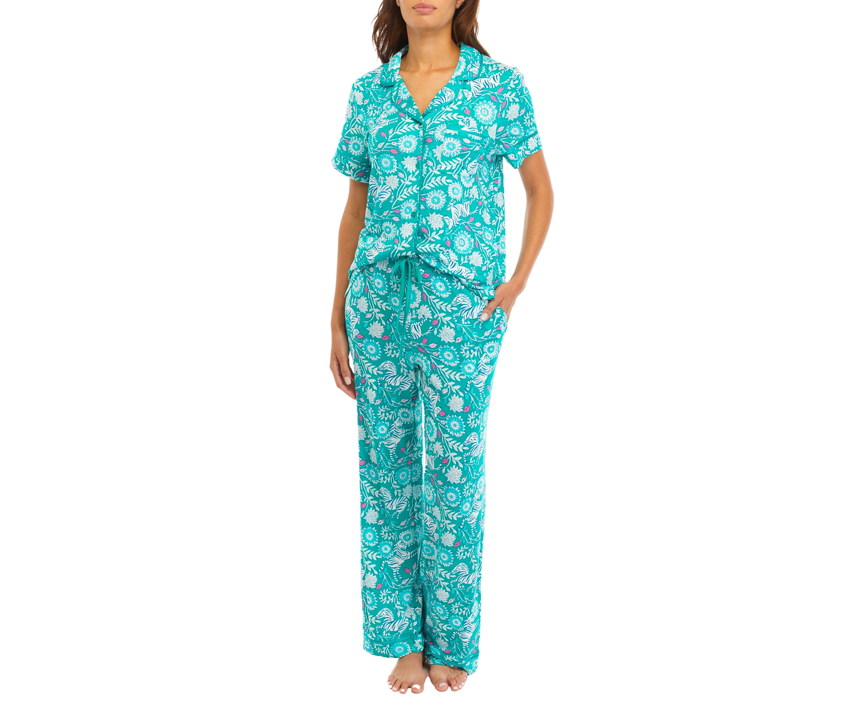 Printed Scallop Trim Pajama Set 