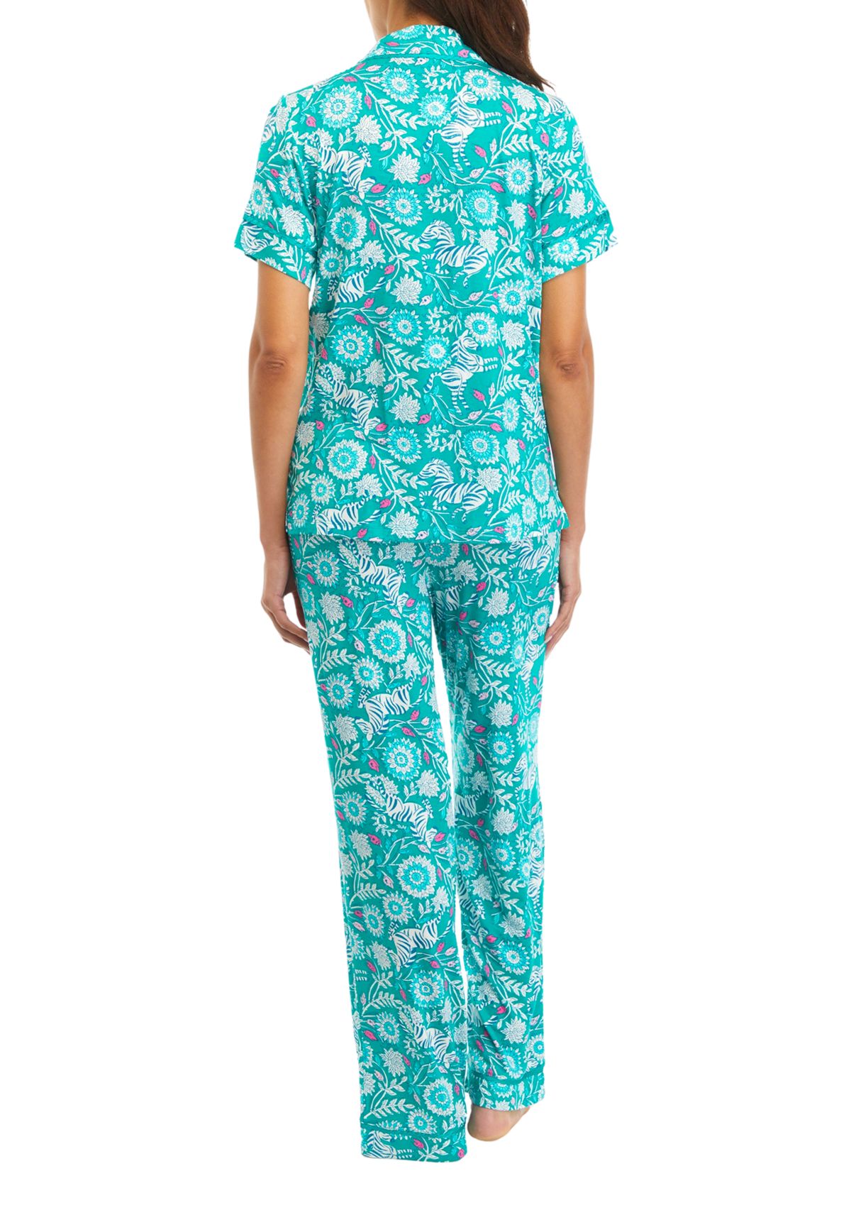 Printed Scallop Trim Pajama Set 