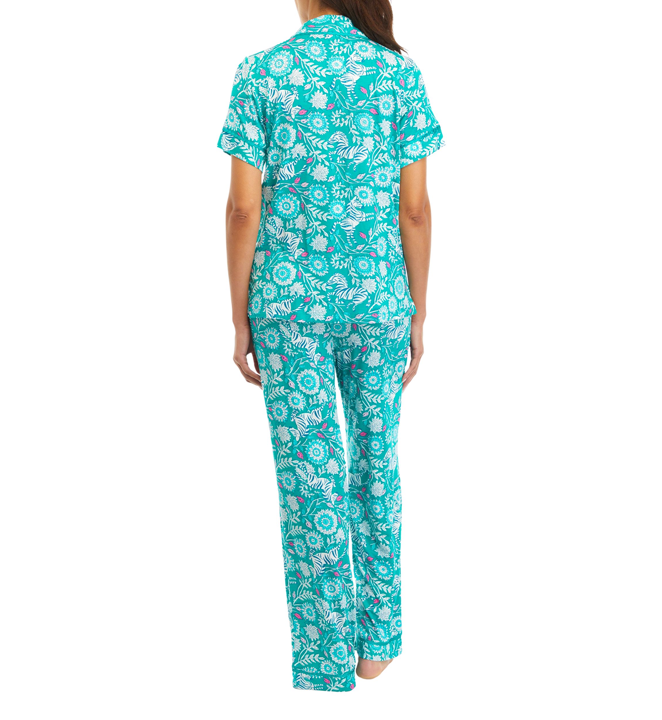 Printed Scallop Trim Pajama Set 
