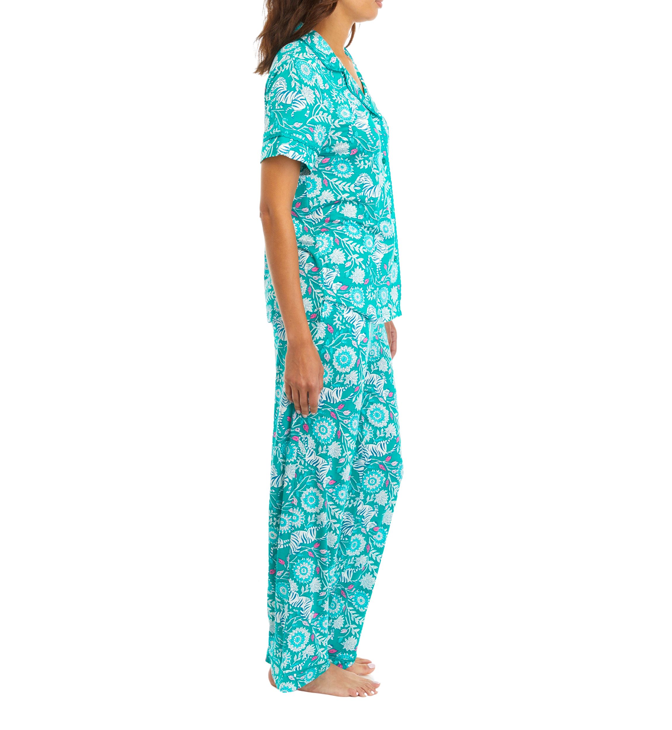 Printed Scallop Trim Pajama Set 