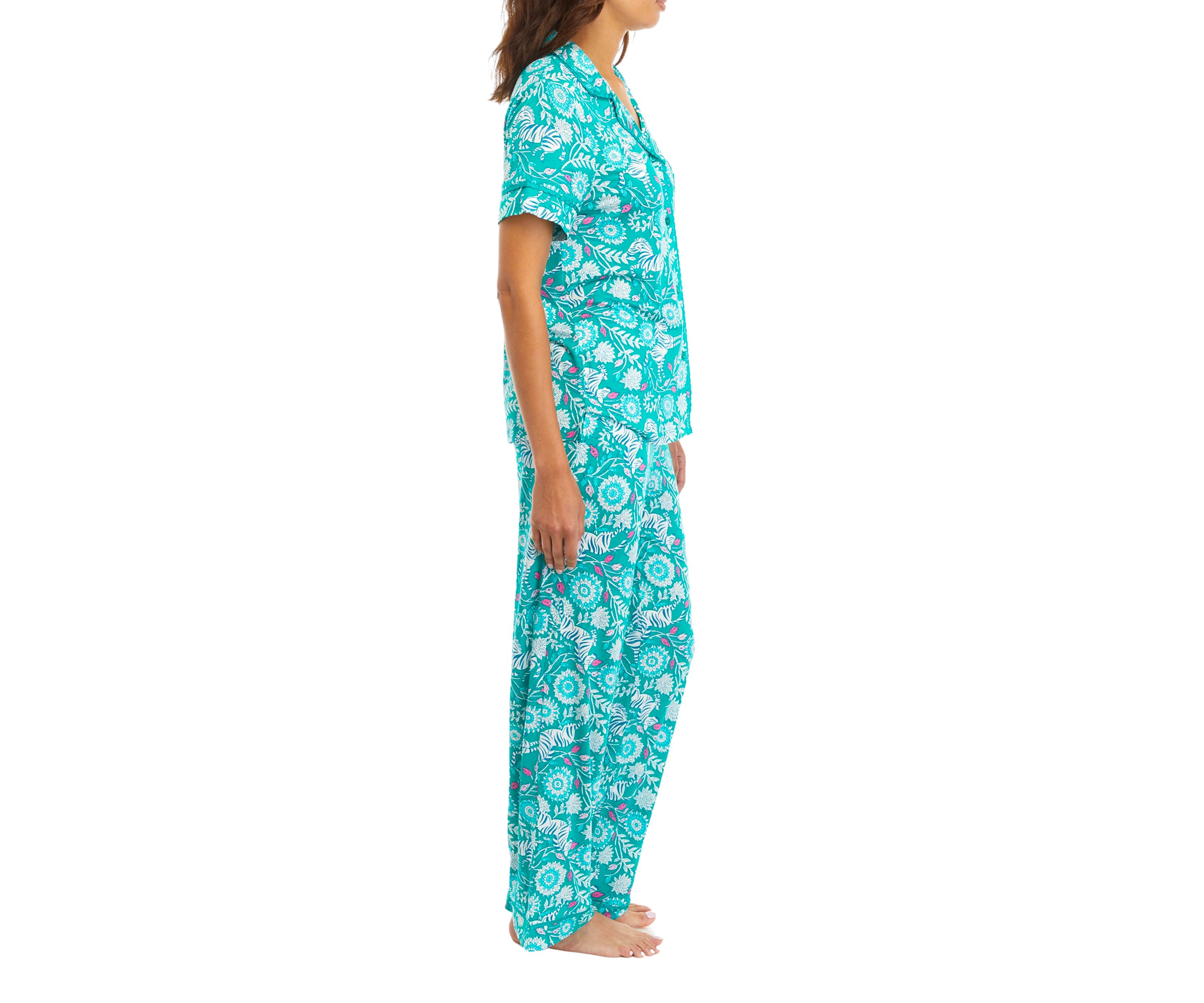 Printed Scallop Trim Pajama Set 