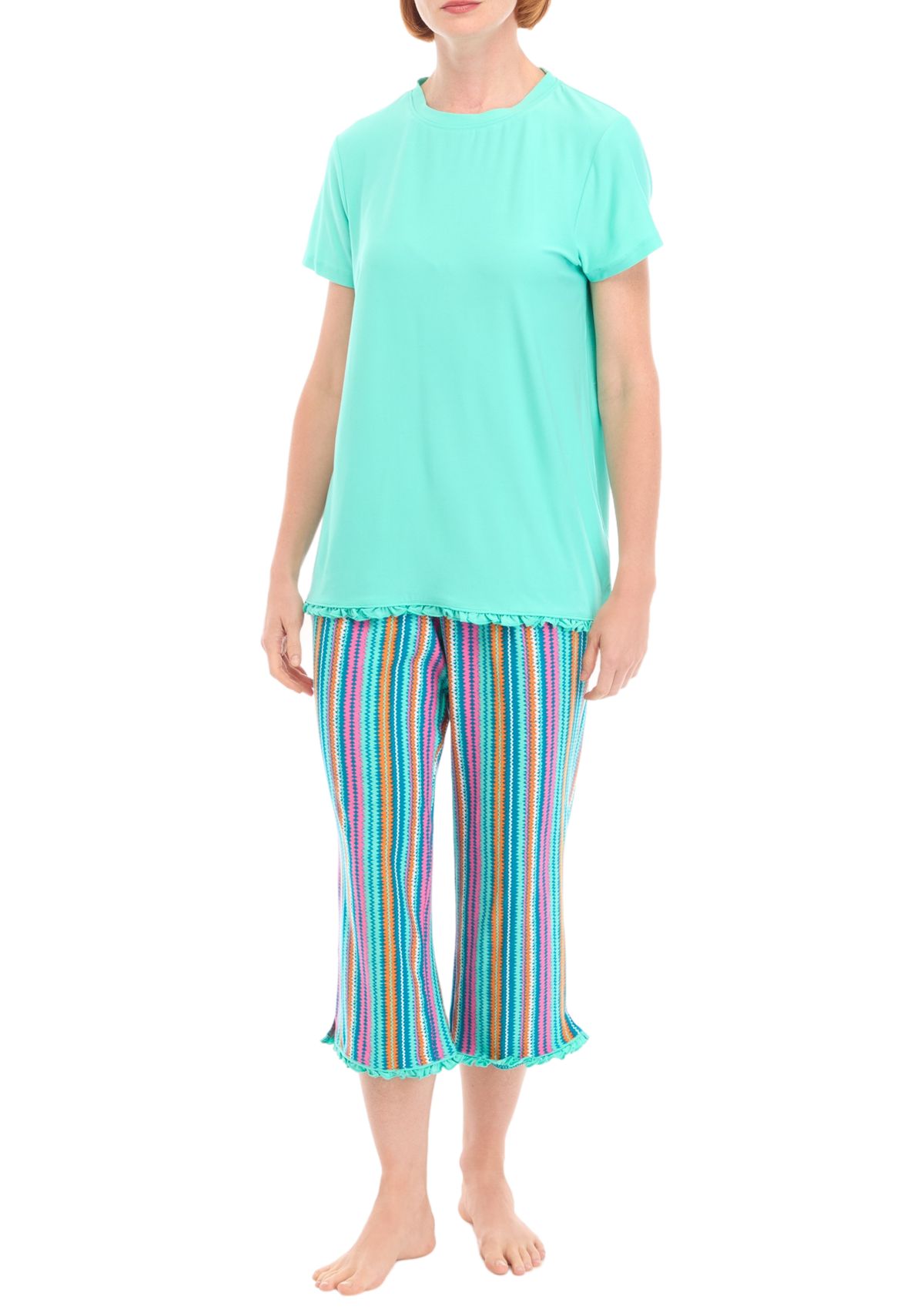 Womens Yummy Short Sleeve Capri Pajama Set