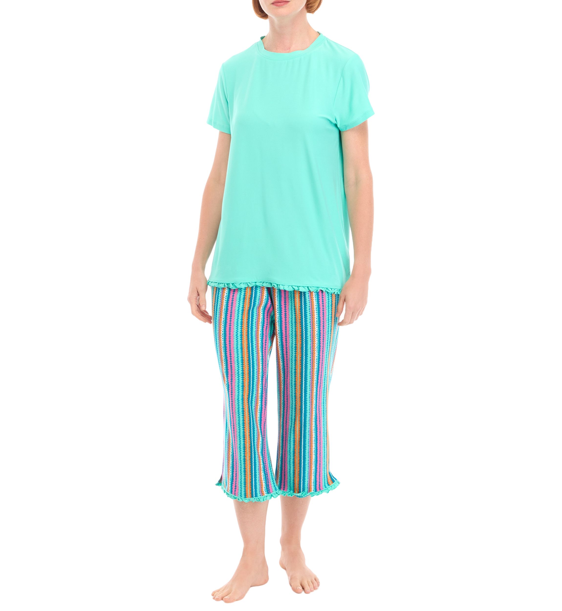 Womens Yummy Short Sleeve Capri Pajama Set