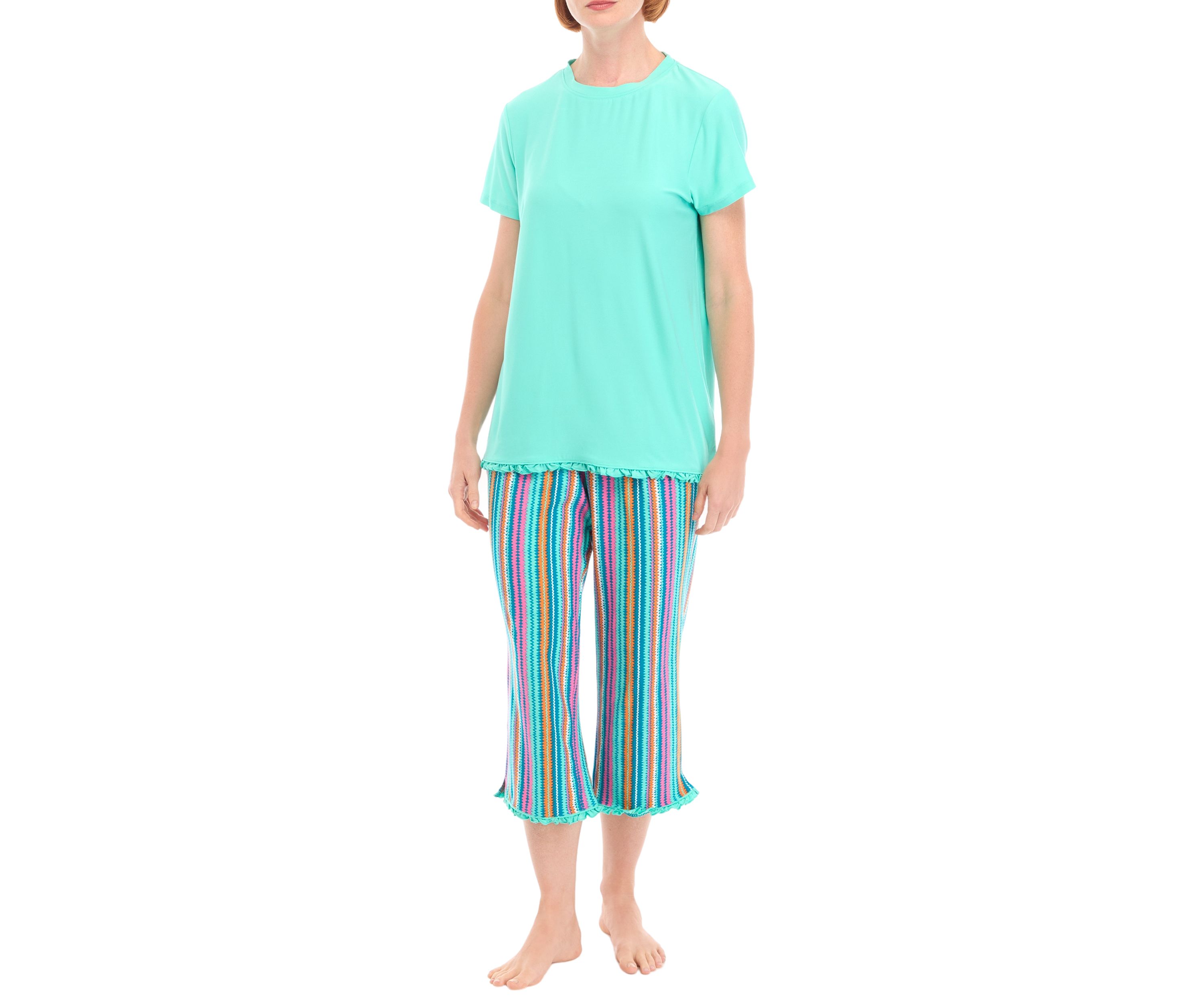Womens Yummy Short Sleeve Capri Pajama Set