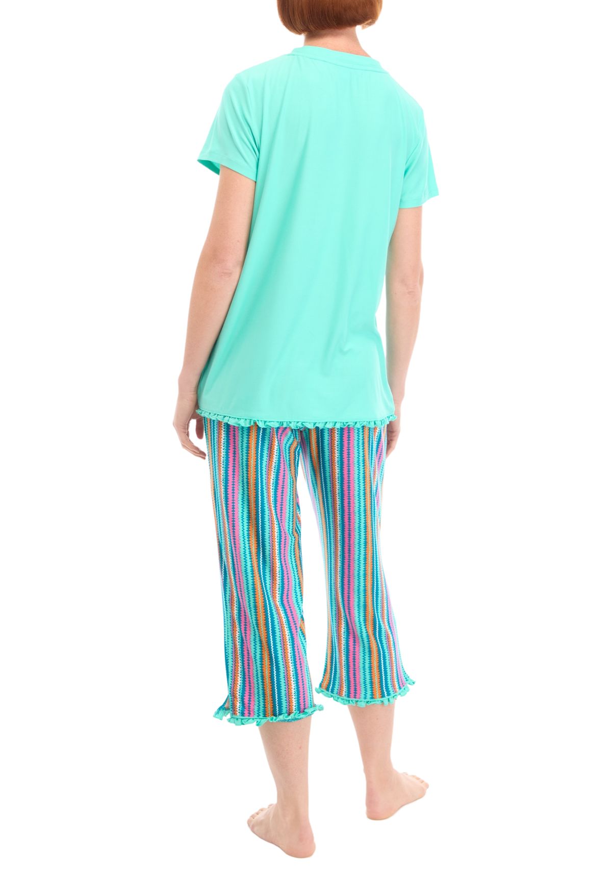 Womens Yummy Short Sleeve Capri Pajama Set