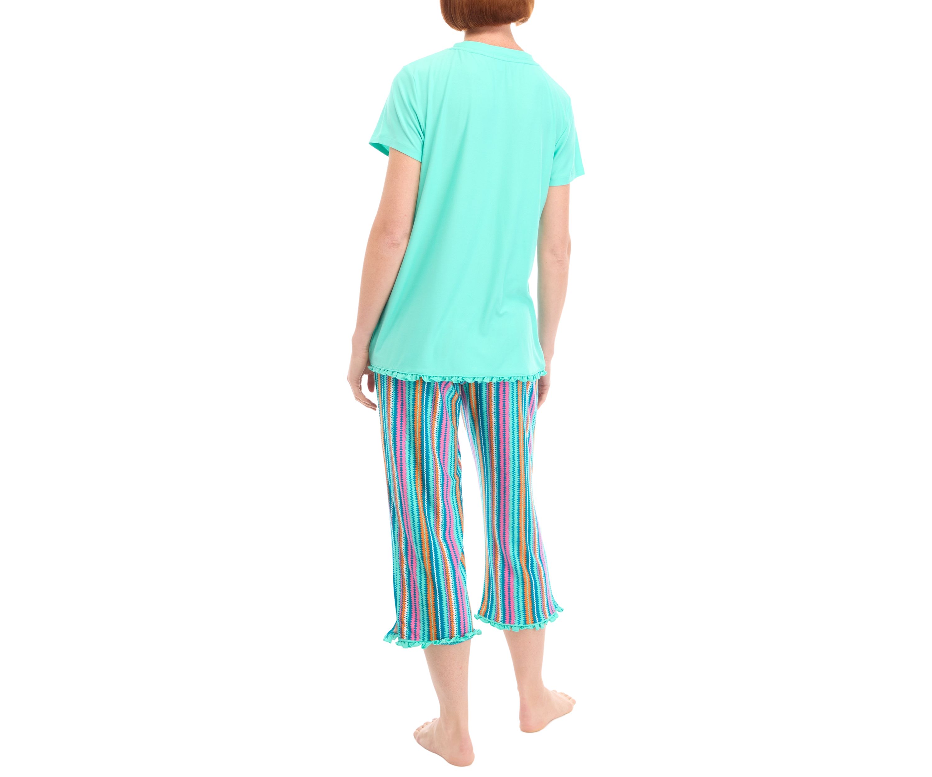 Womens Yummy Short Sleeve Capri Pajama Set