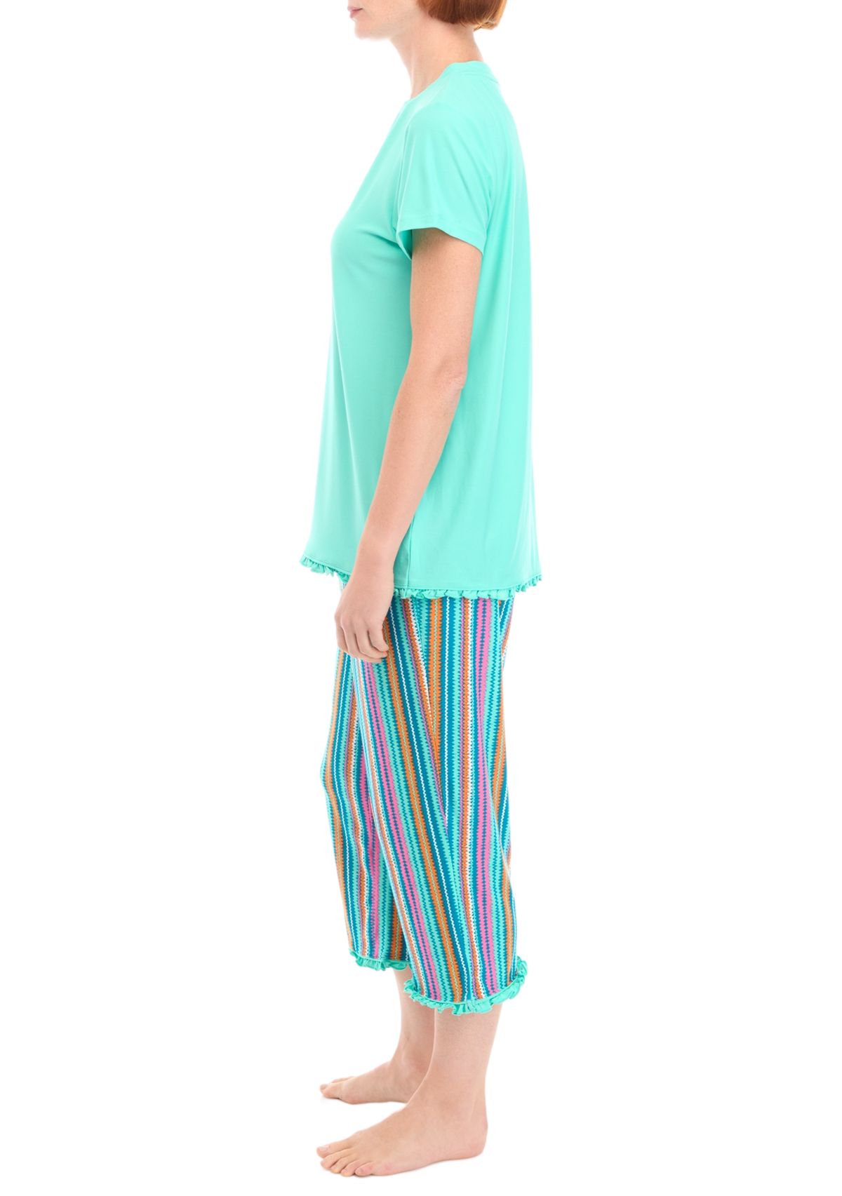 Womens Yummy Short Sleeve Capri Pajama Set