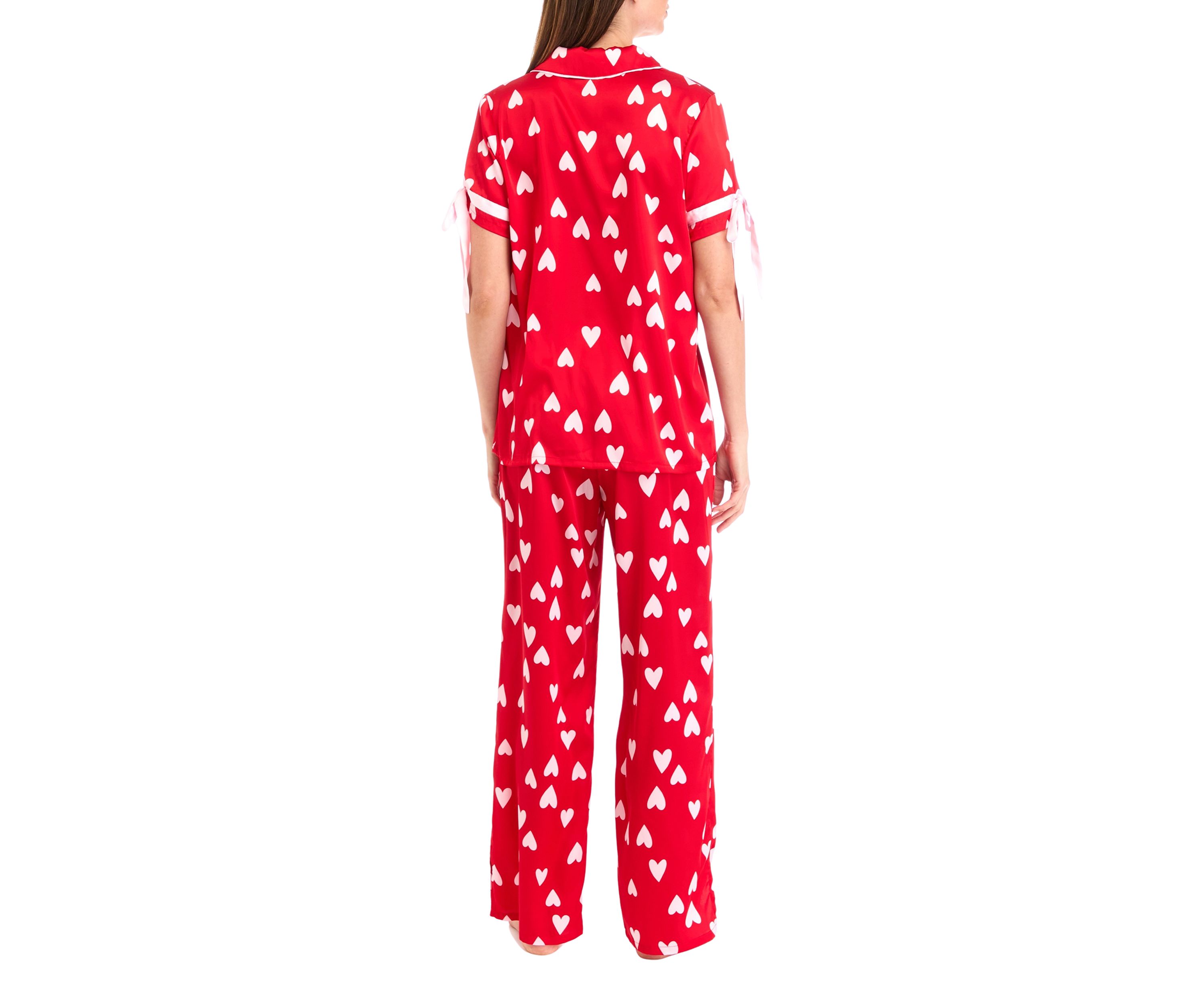Womens Satin Pajama Set with Bows