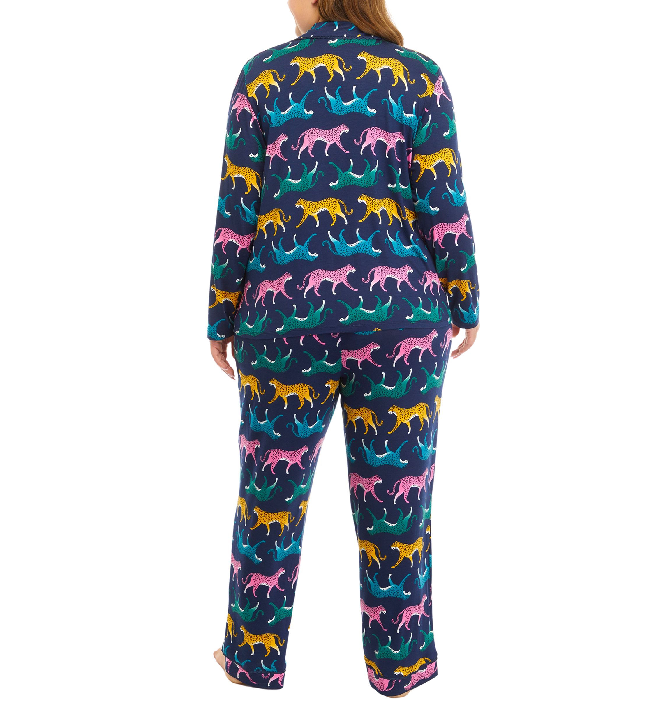 Plus Size Printed Notch Pajama Set 