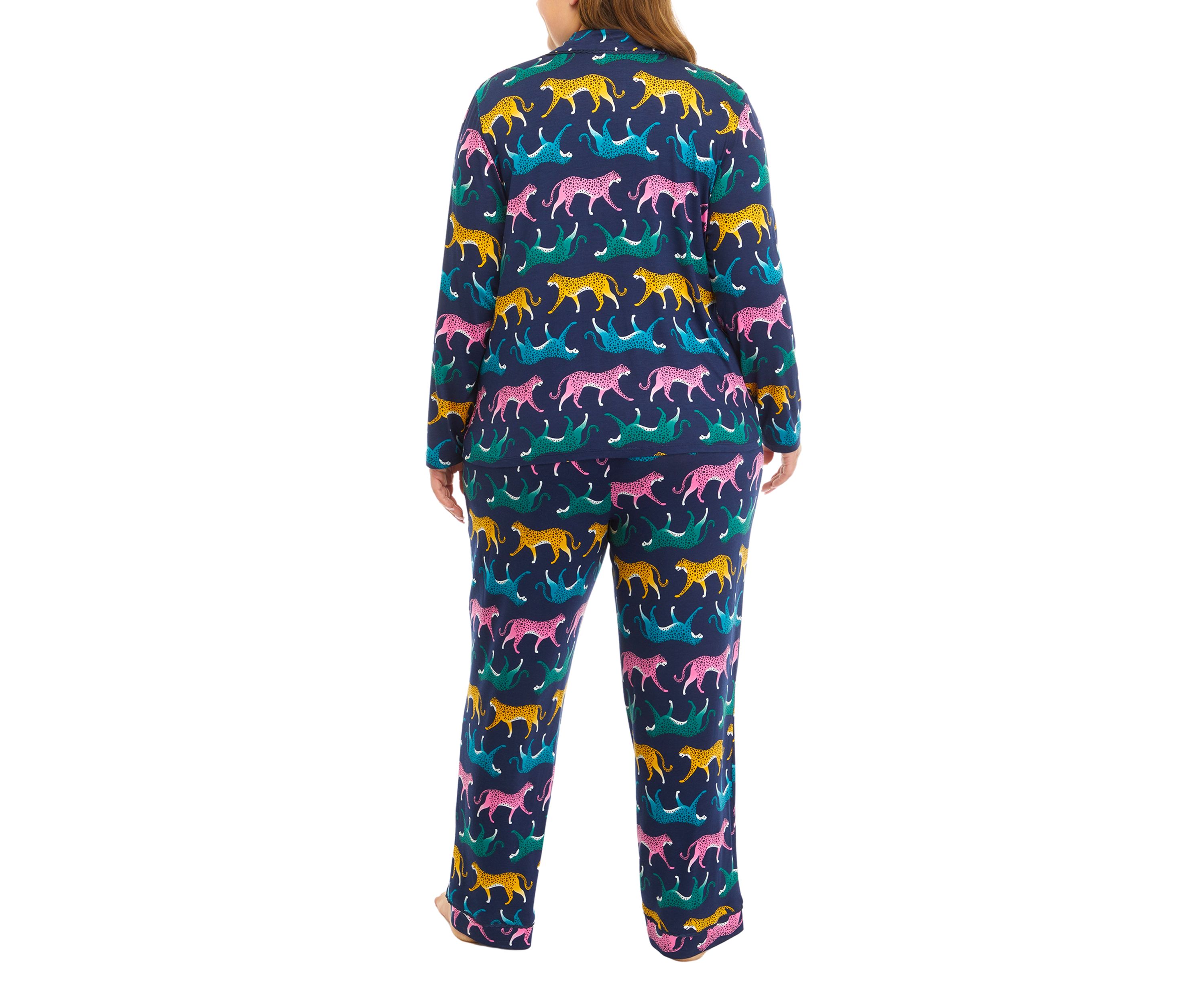 Plus Size Printed Notch Pajama Set 