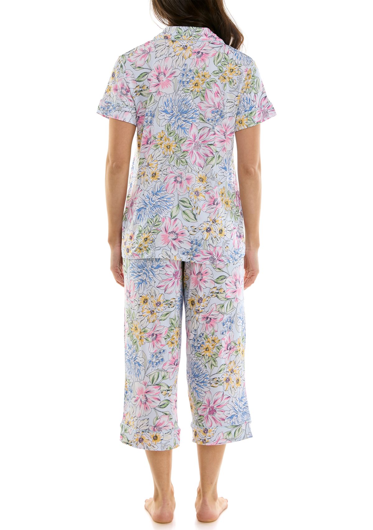 Printed Notch Capri Pajama Set 