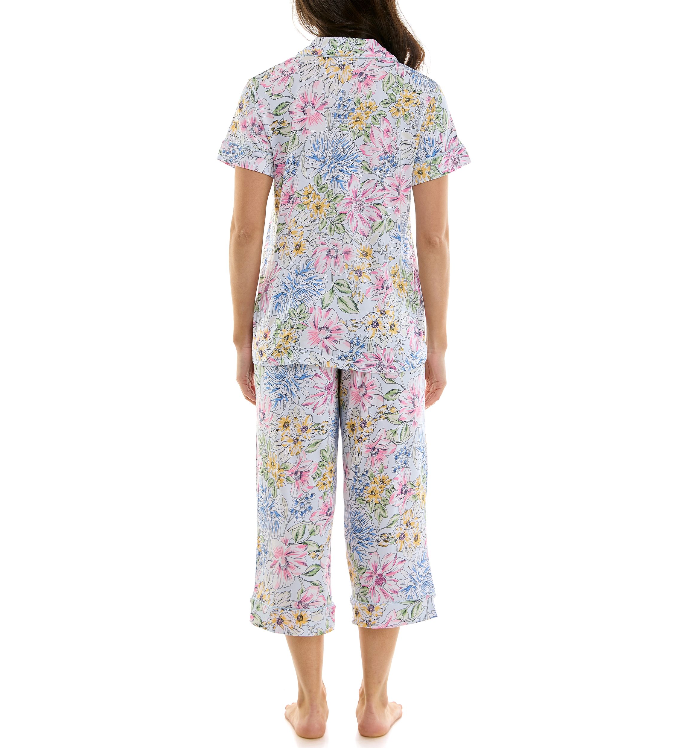 Printed Notch Capri Pajama Set 