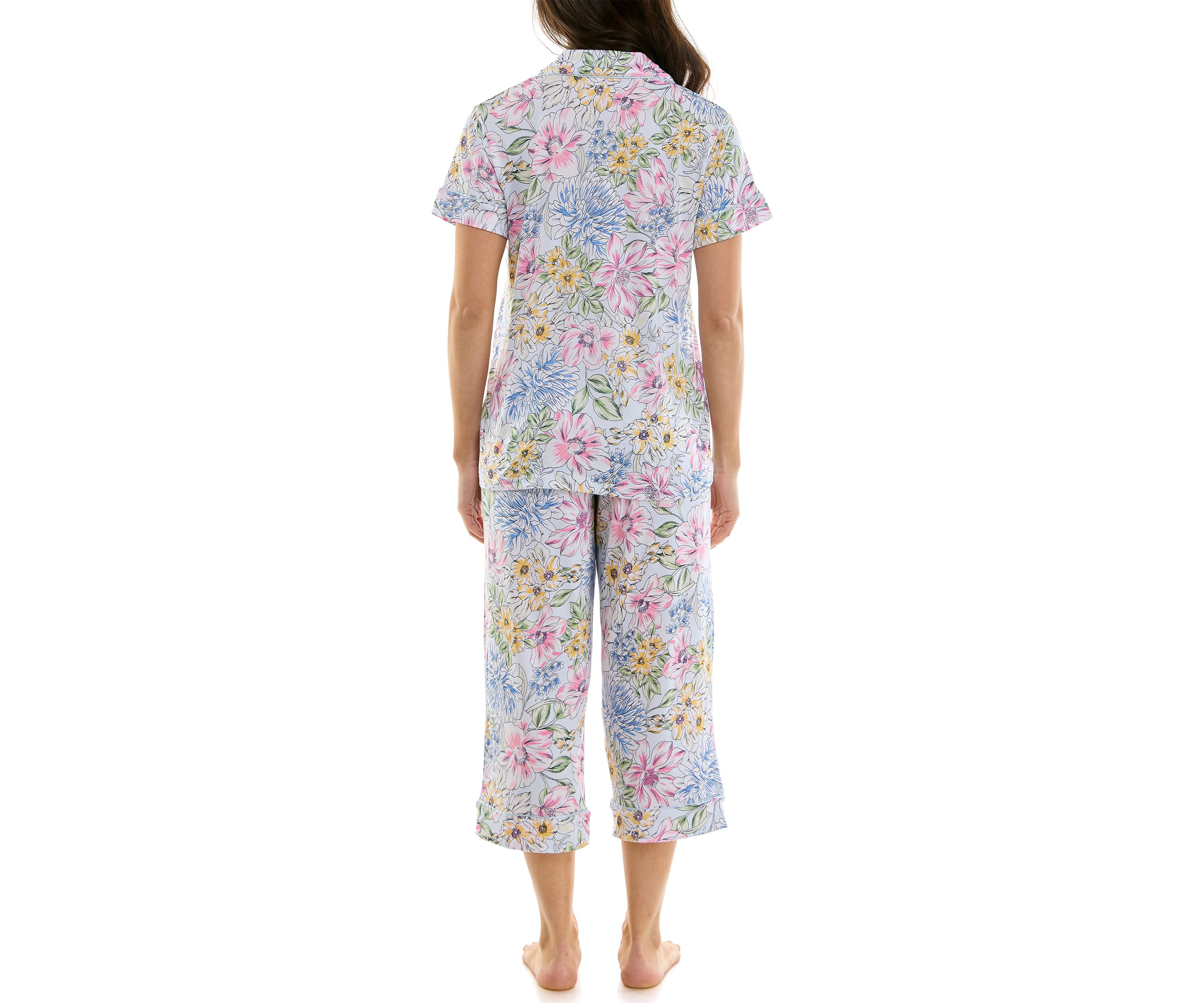 Printed Notch Capri Pajama Set 
