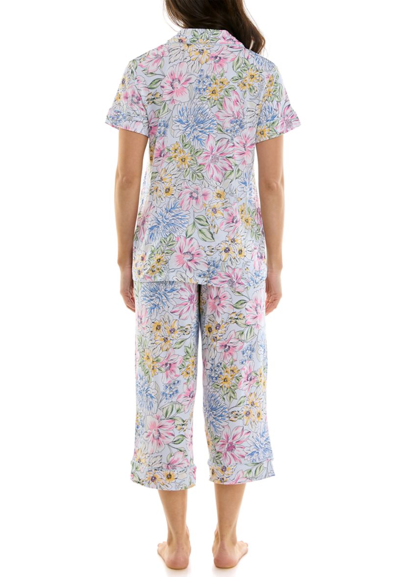 Printed Notch Capri Pajama Set 