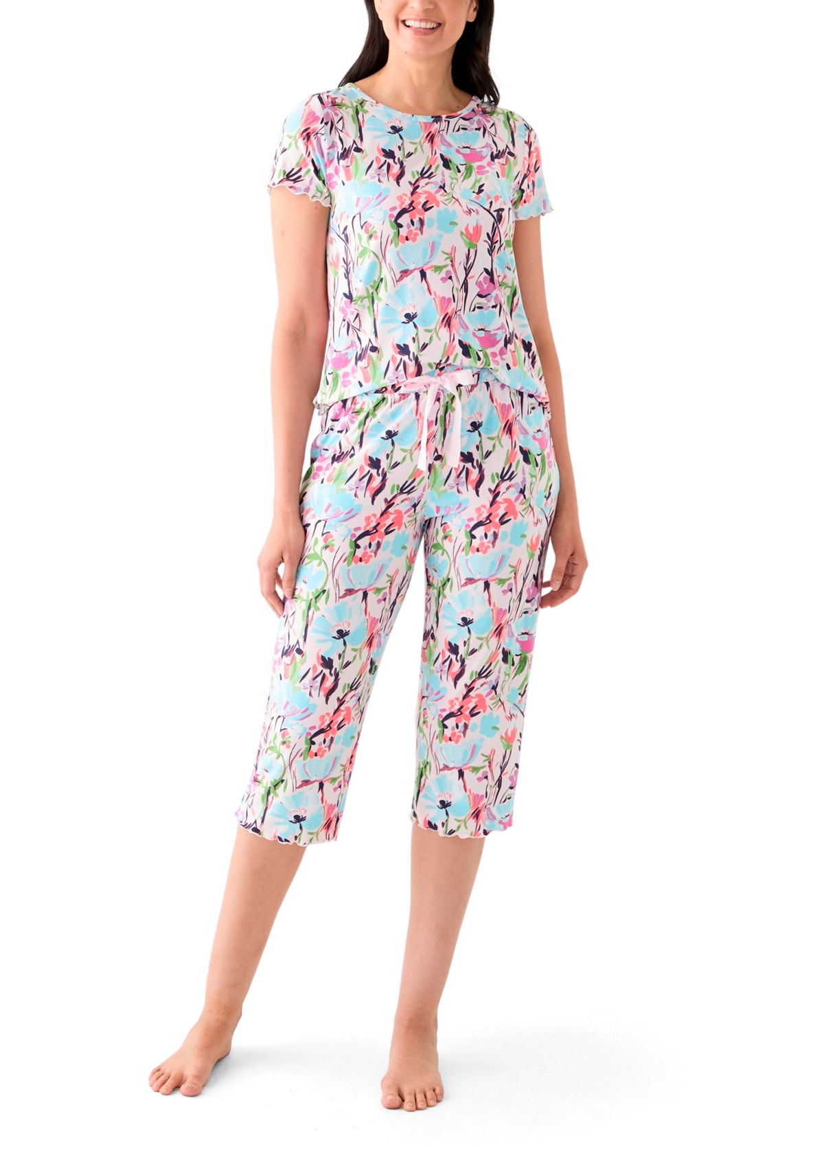 Womens Ruffle 3-Piece Pajama Set