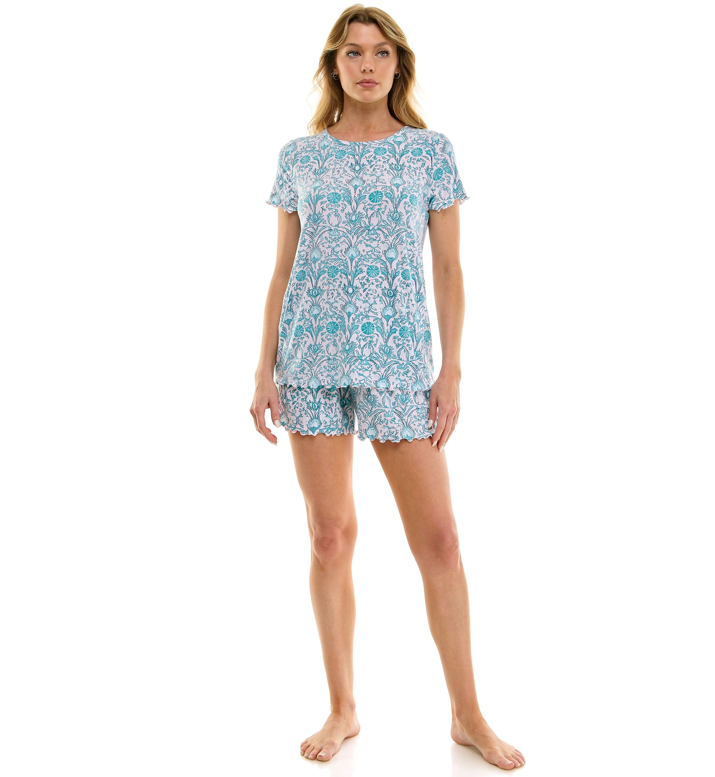 Womens Ruffle 3-Piece Pajama Set