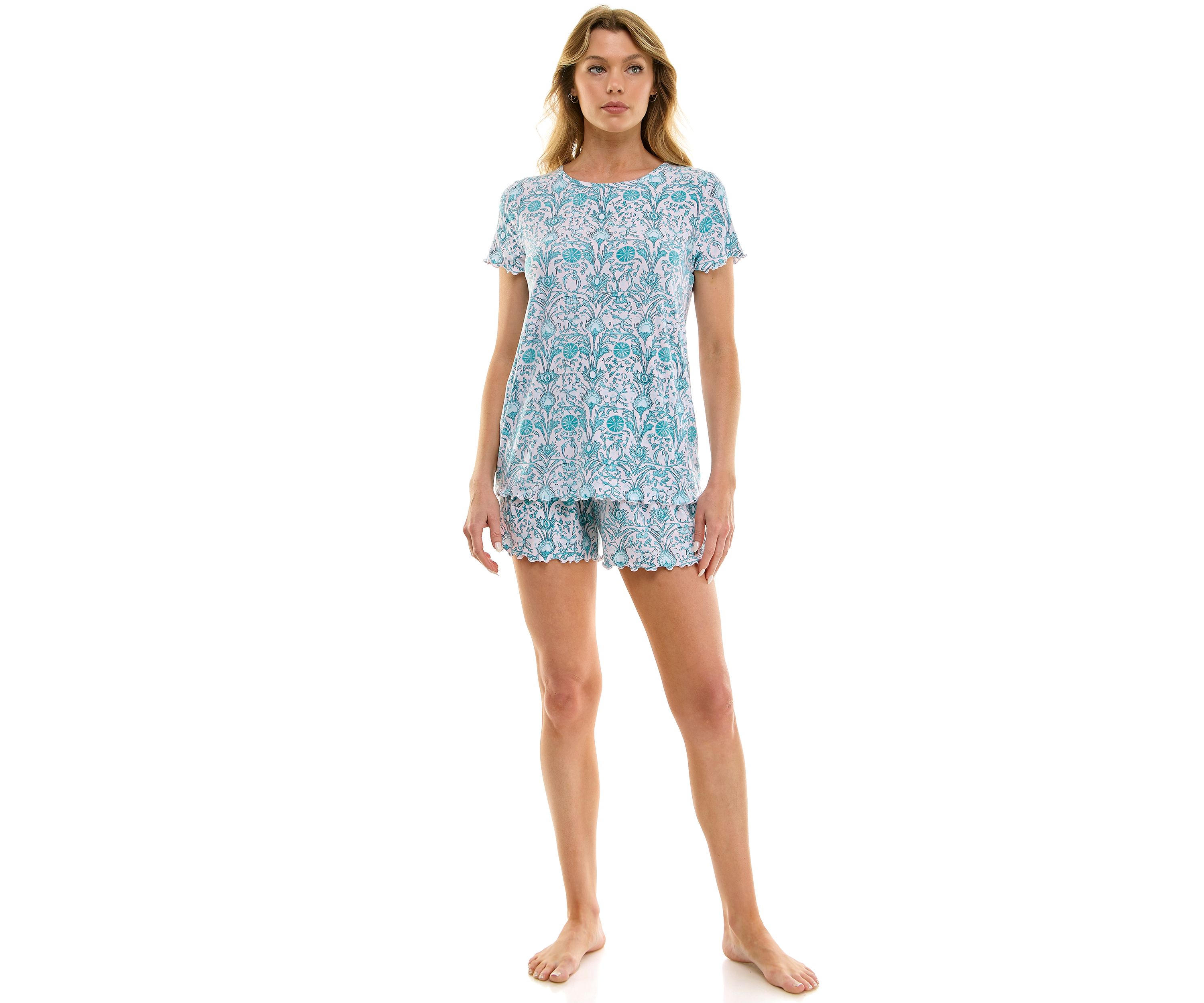 Womens Ruffle 3-Piece Pajama Set