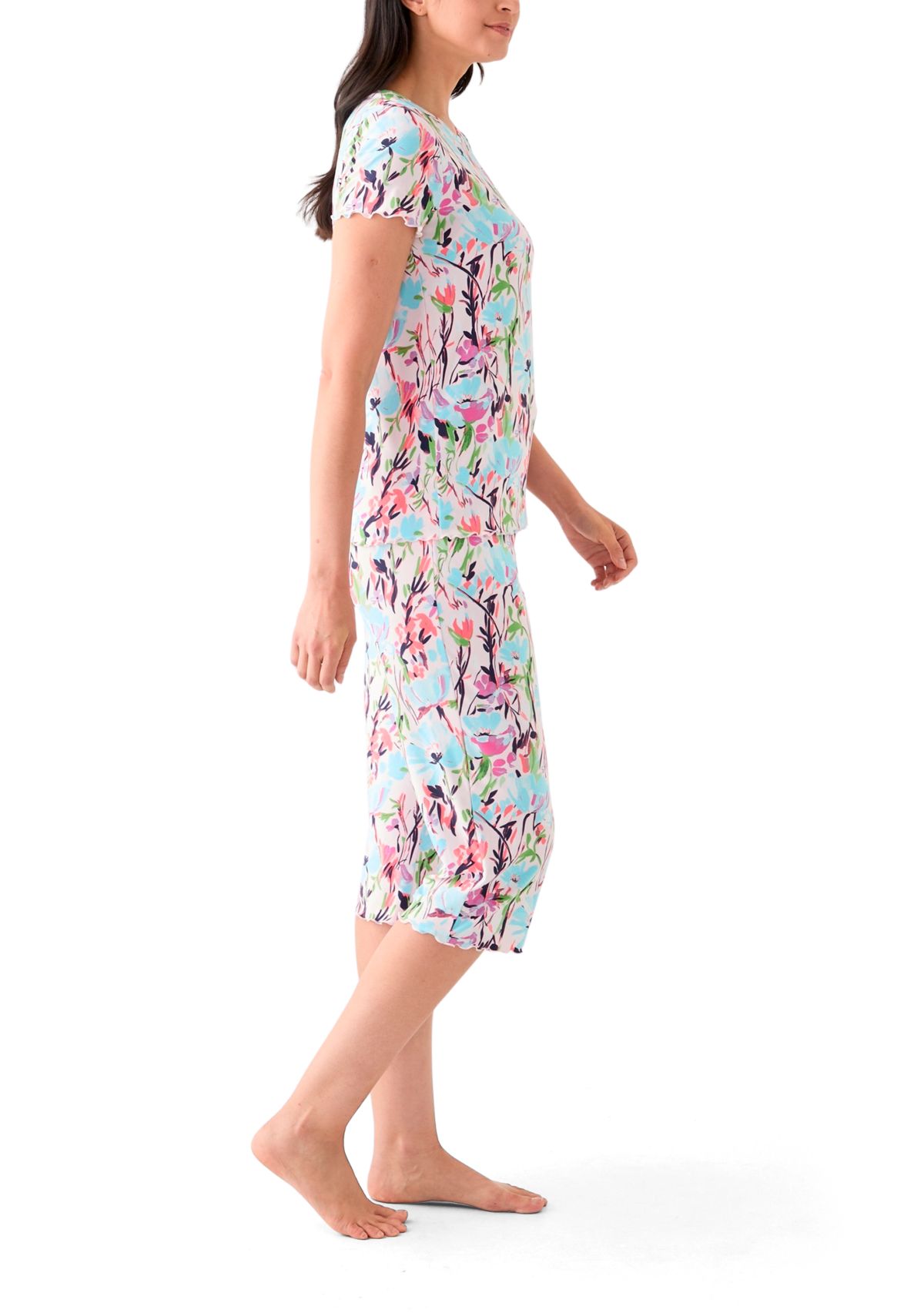 Womens Ruffle 3-Piece Pajama Set