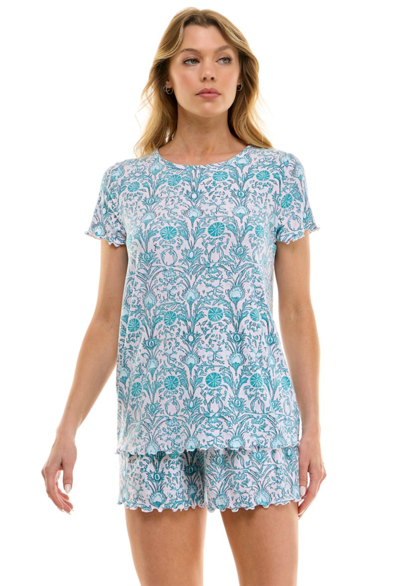 Womens Ruffle 3-Piece Pajama Set