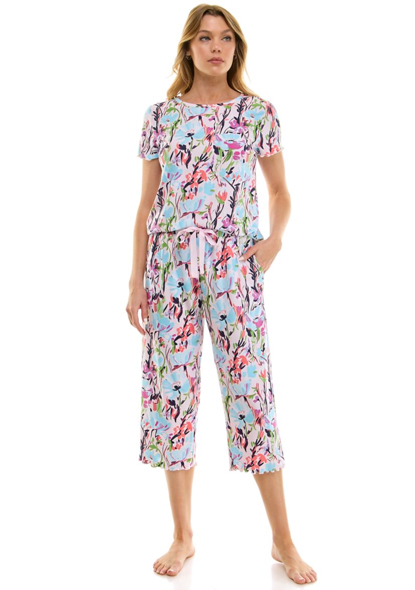 Womens Ruffle 3-Piece Pajama Set