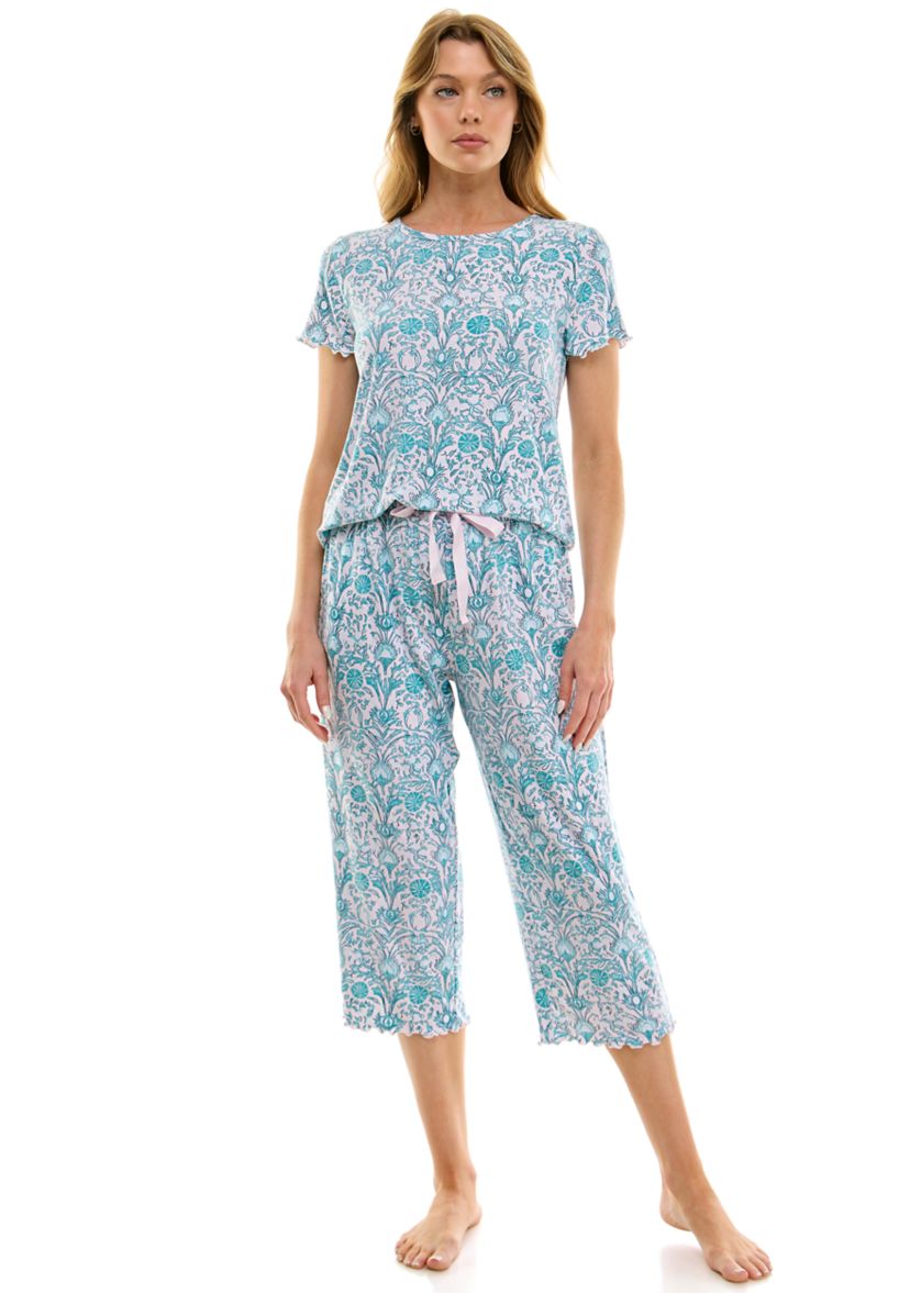 Womens Ruffle 3-Piece Pajama Set