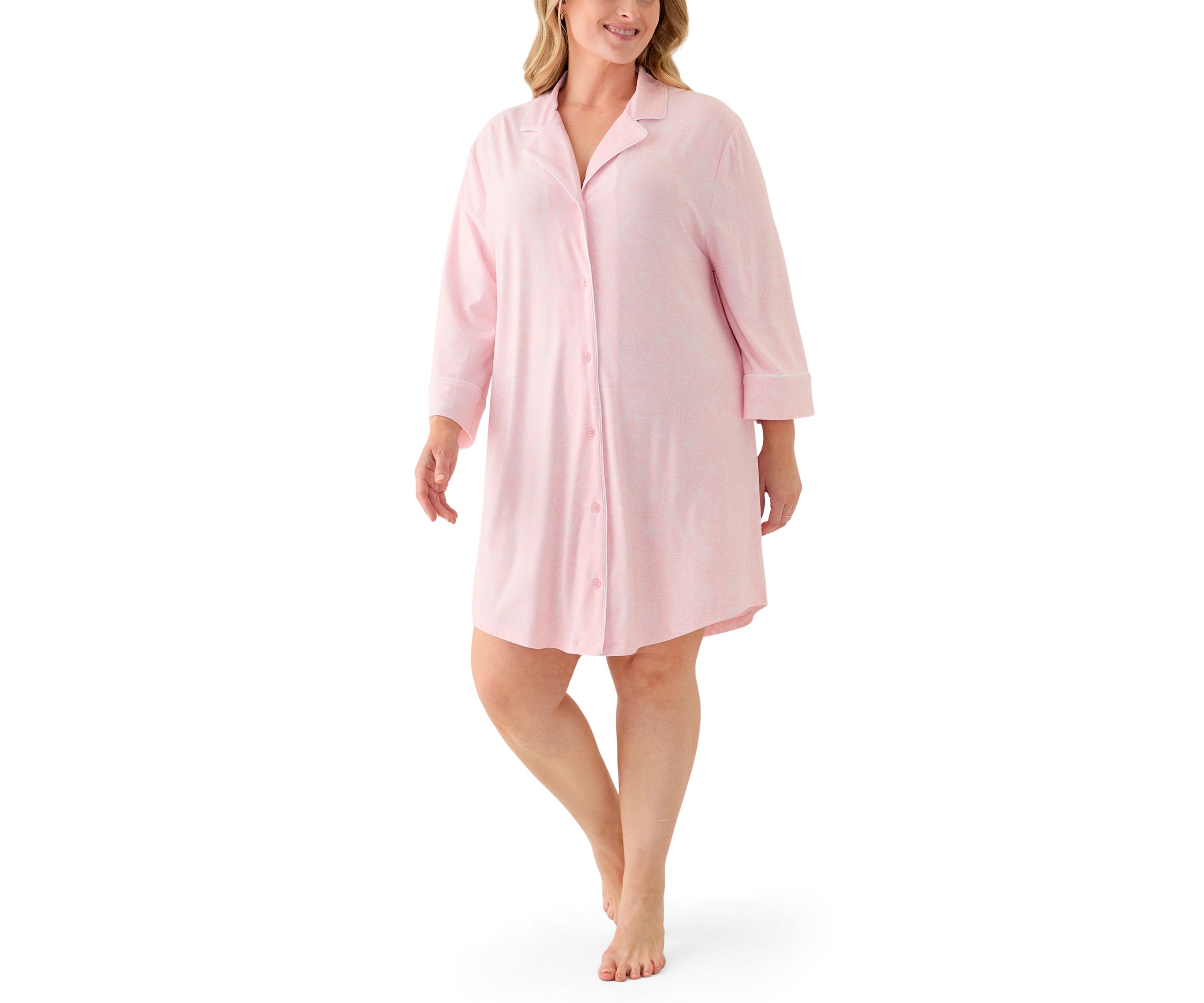 Plus Size Long Sleeve Knit Sleep Shirt