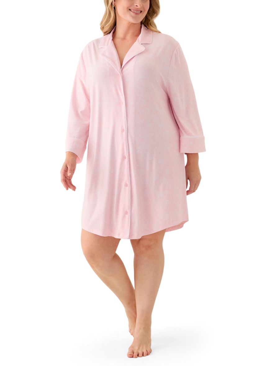 Plus Size Long Sleeve Knit Sleep Shirt