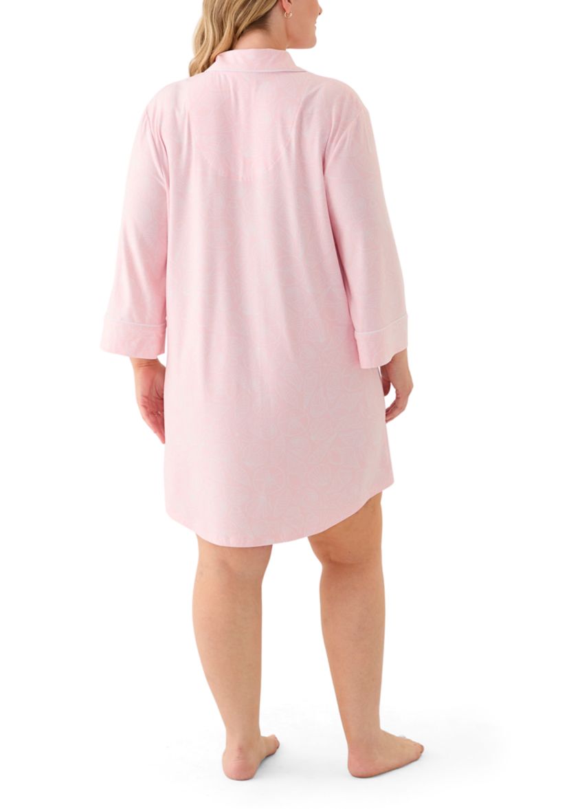 Plus Size Long Sleeve Knit Sleep Shirt