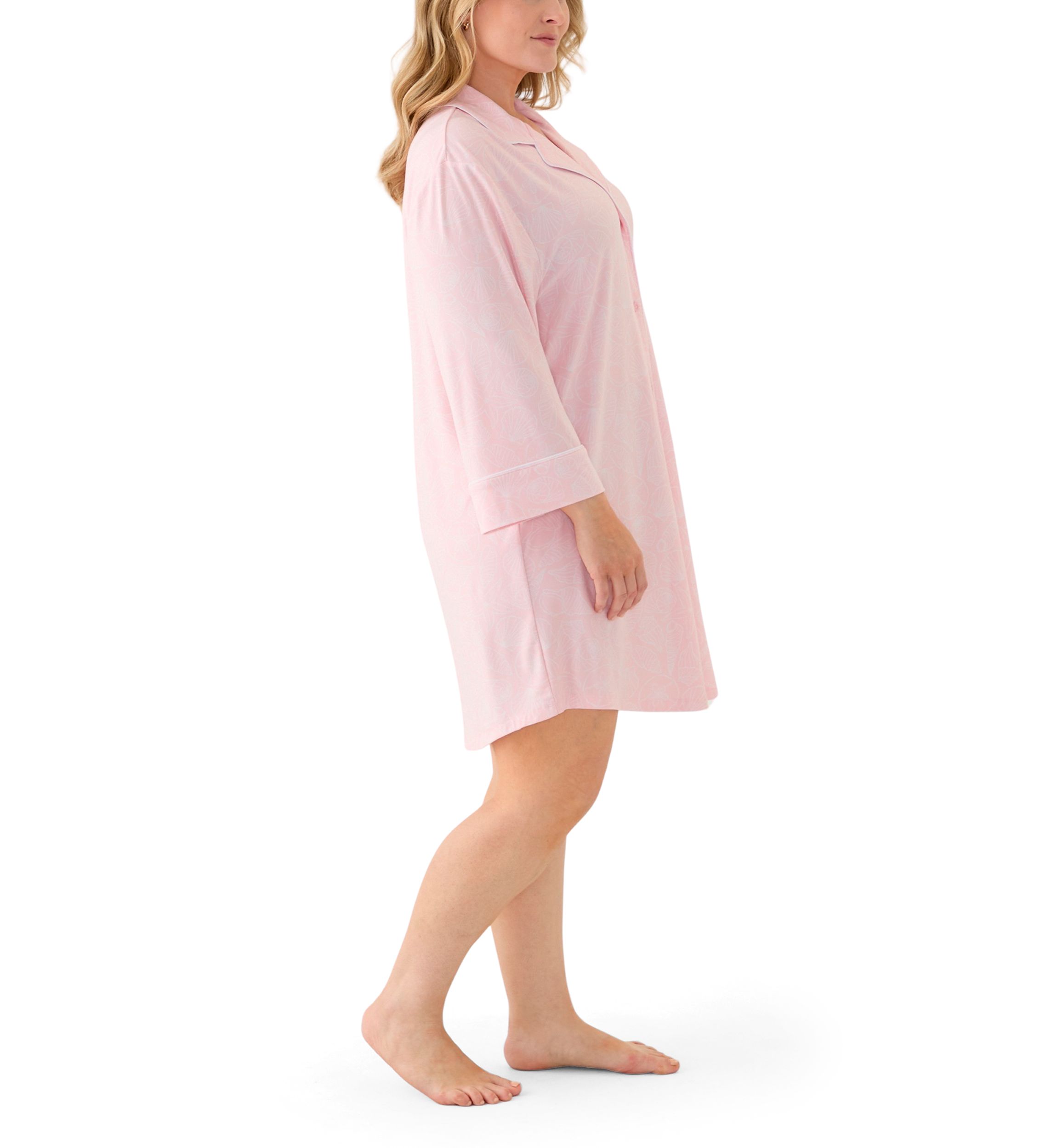 Plus Size Long Sleeve Knit Sleep Shirt