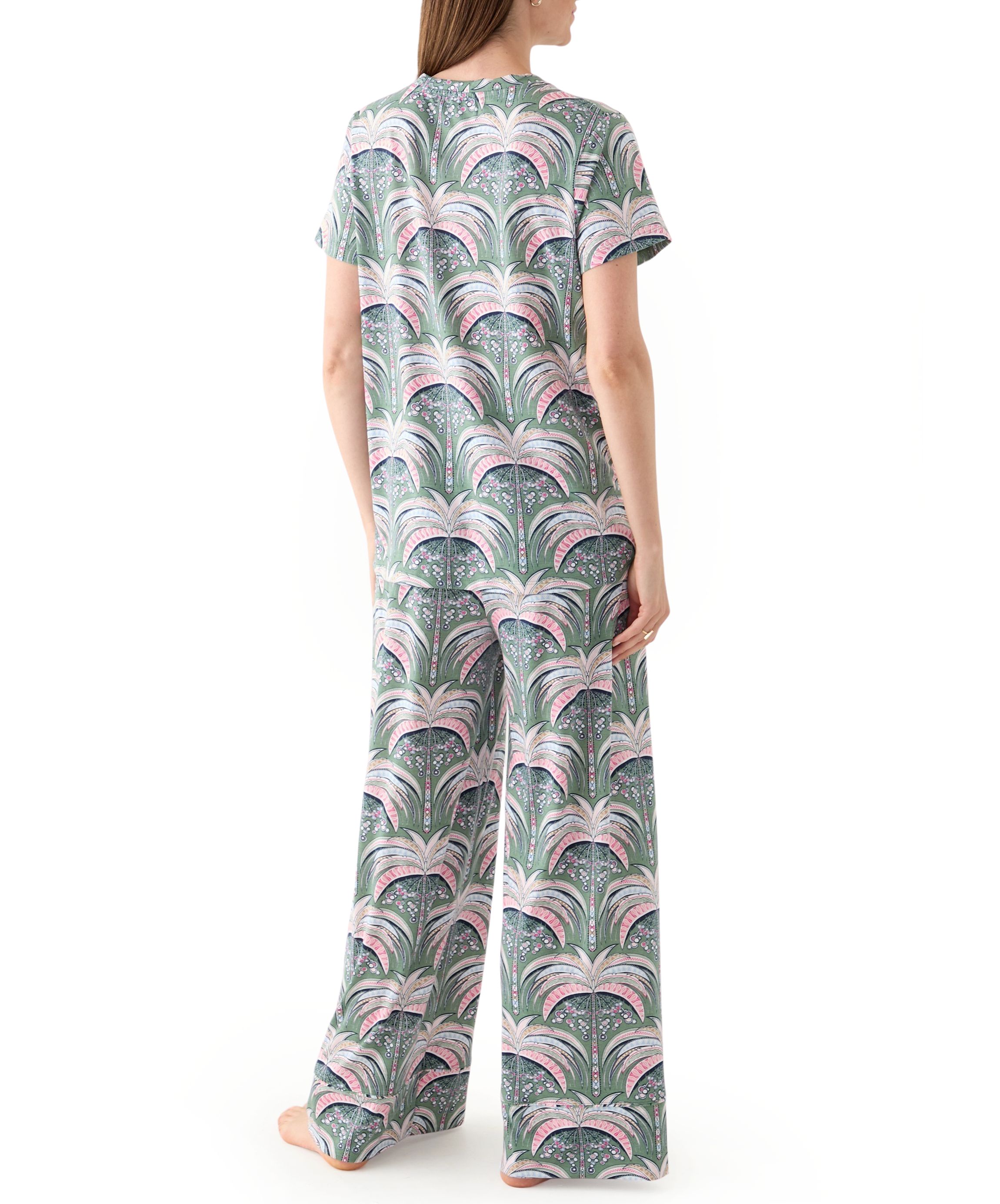 Womens Short Sleeve Wide Crop Knit Pajama Set