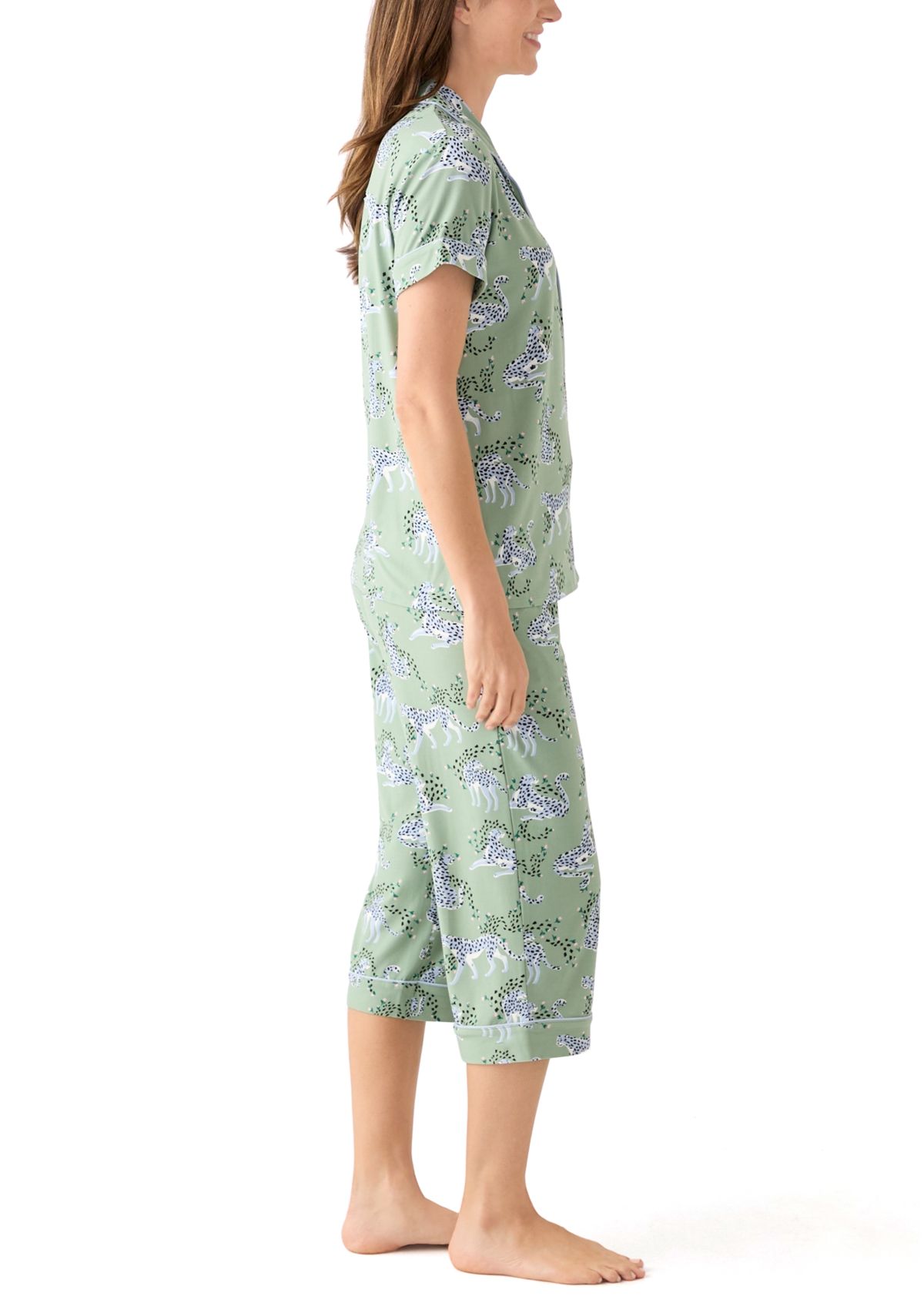 Yummy Printed Notch Collar Pajama Set