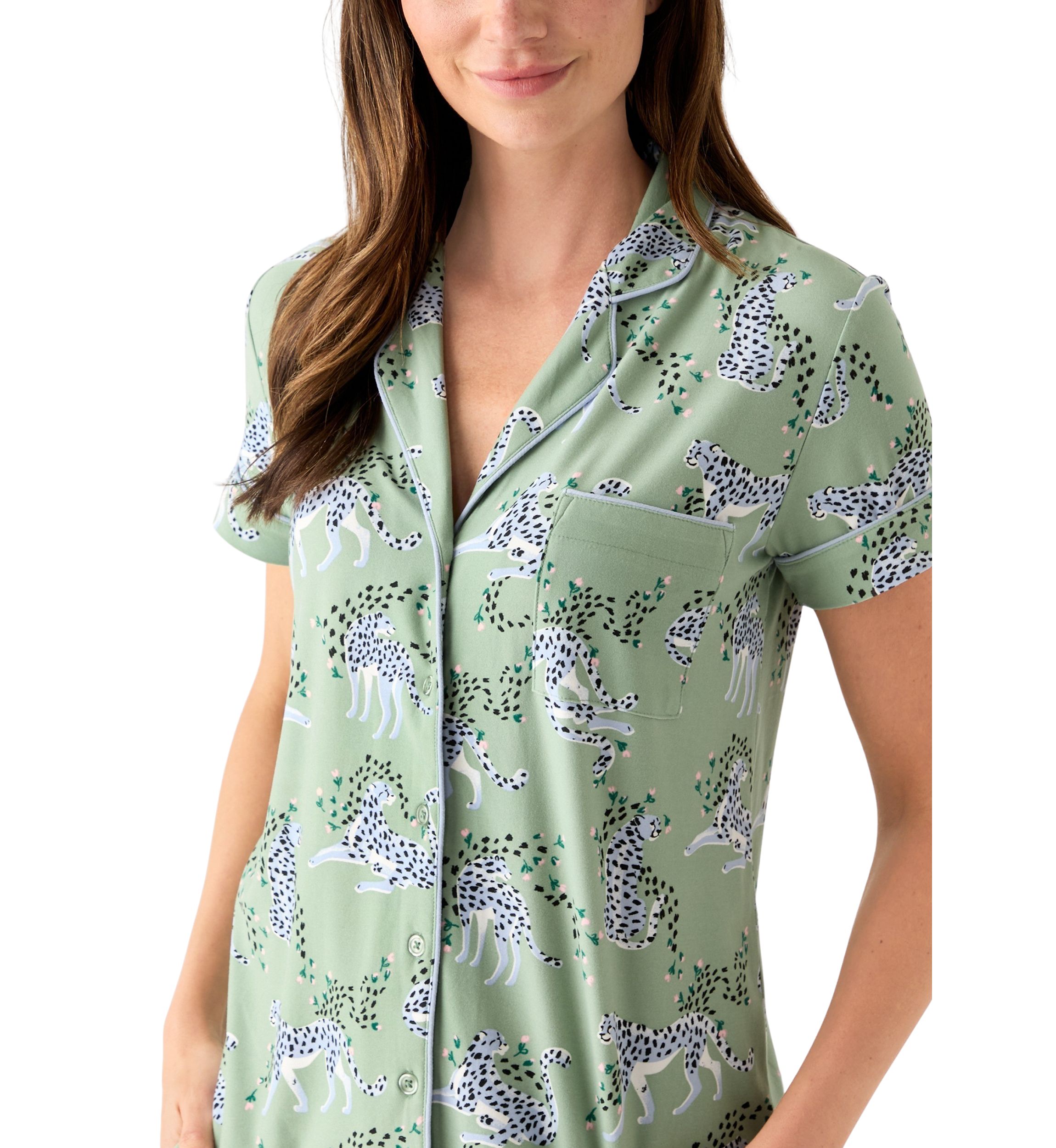Yummy Printed Notch Collar Pajama Set