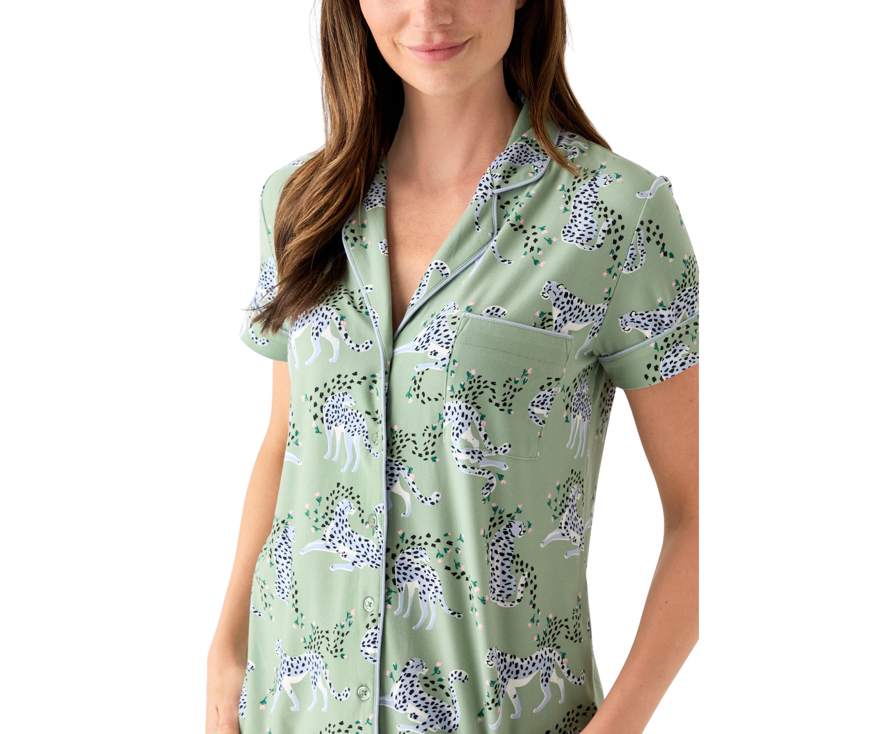 Yummy Printed Notch Collar Pajama Set