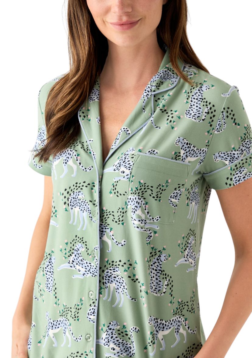 Yummy Printed Notch Collar Pajama Set