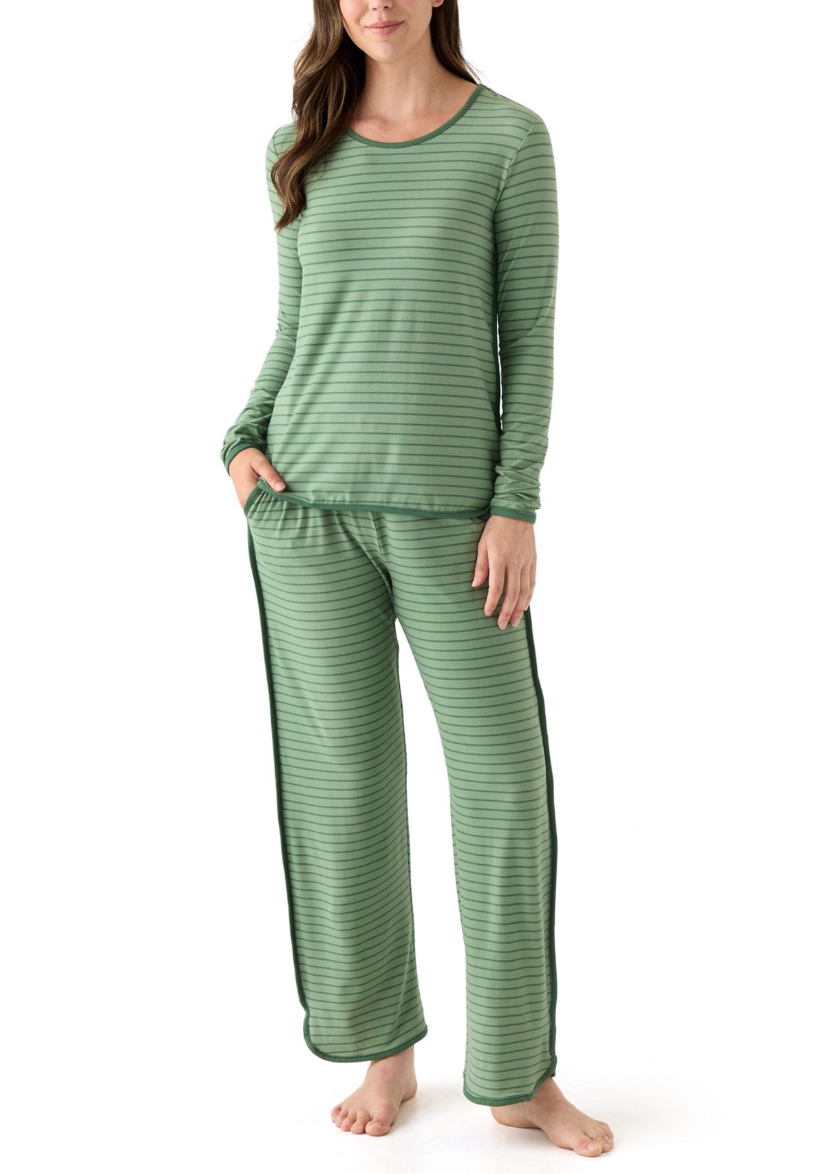 Womens Long Sleeve Pajama Top and Pants Set