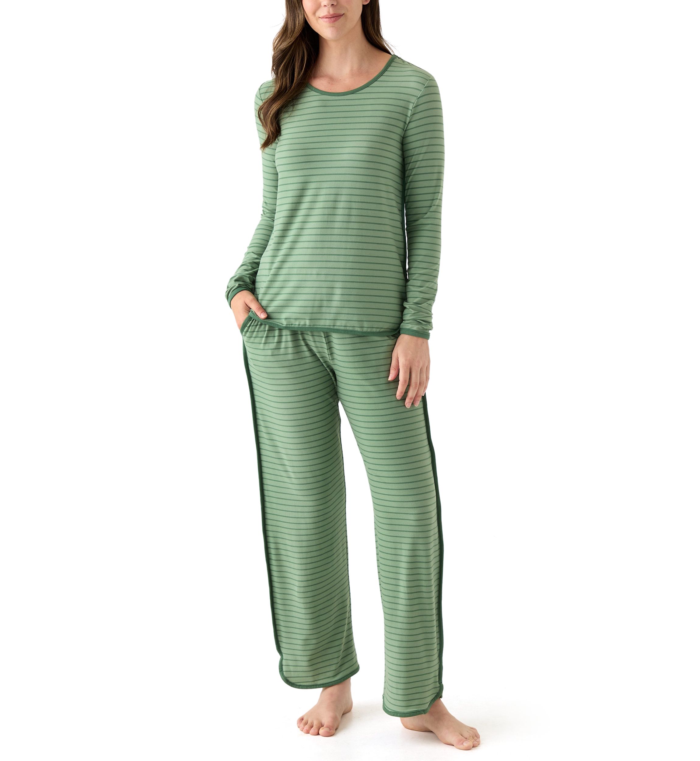 Womens Long Sleeve Pajama Top and Pants Set