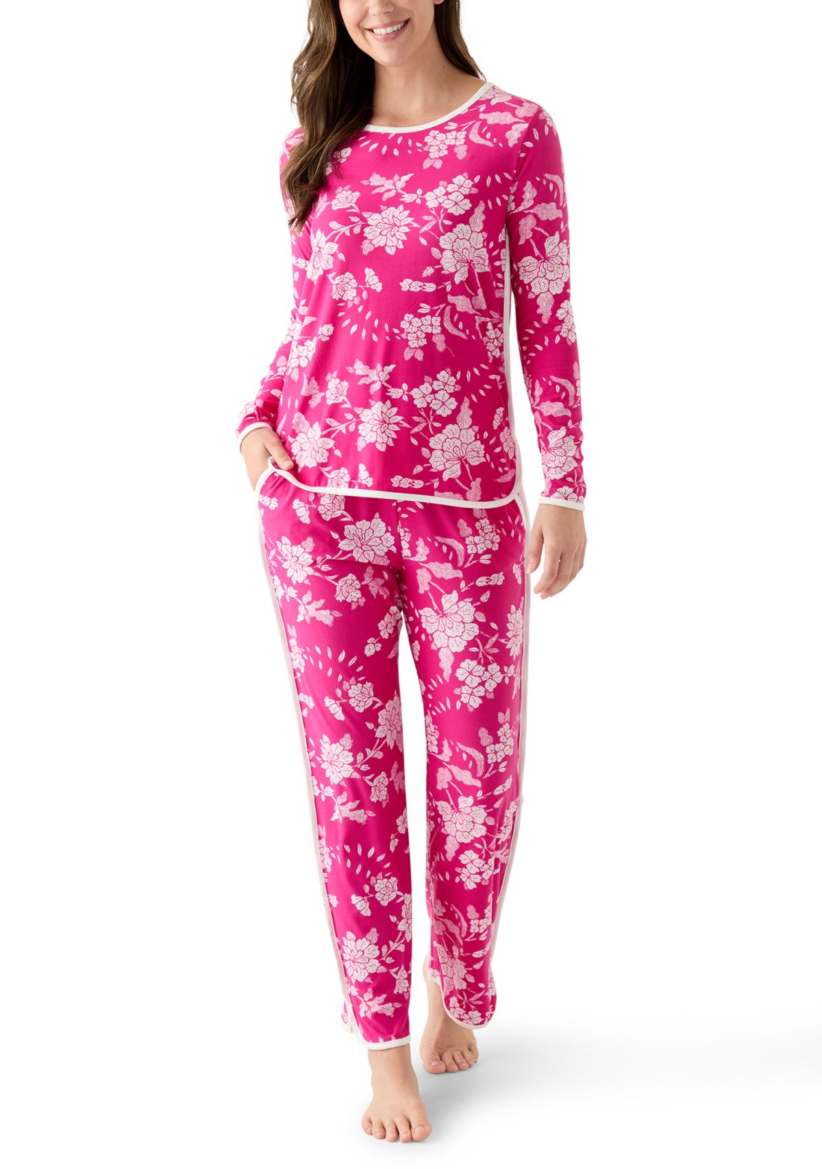 Womens Long Sleeve Pajama Top and Pants Set