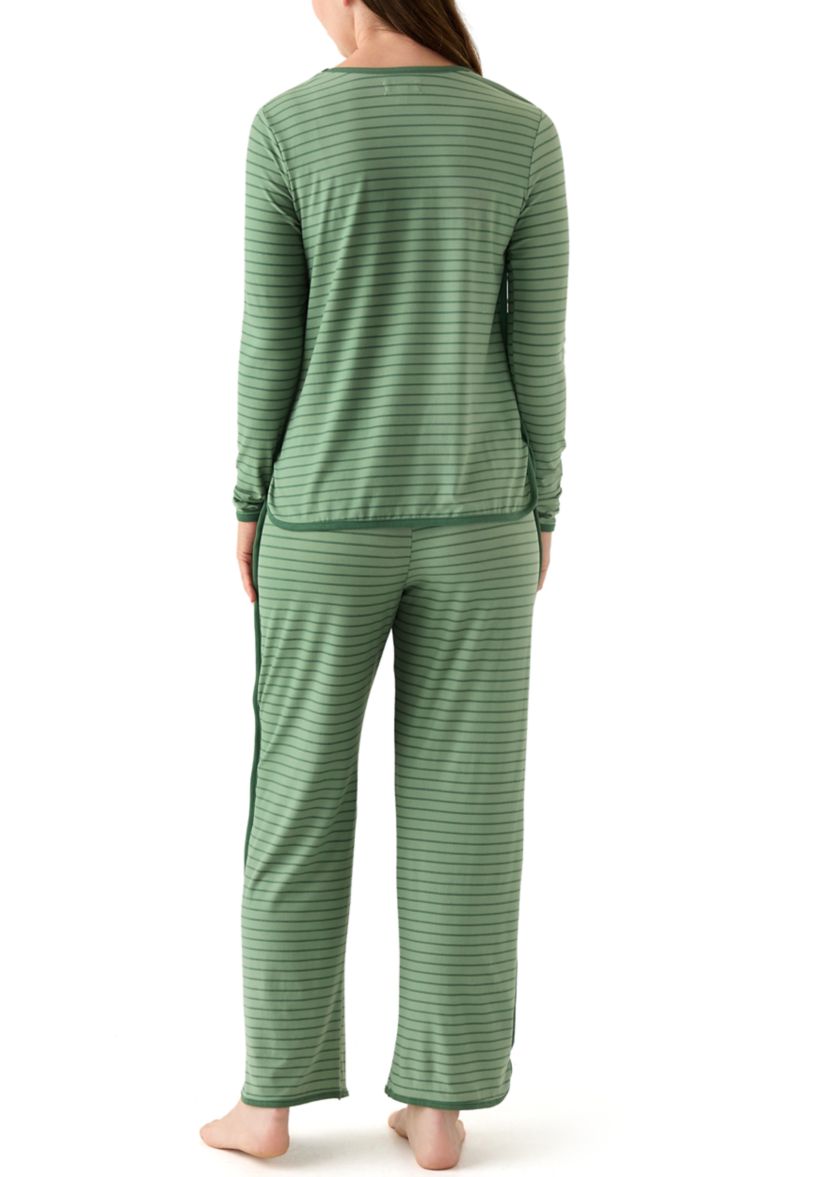 Womens Long Sleeve Pajama Top and Pants Set