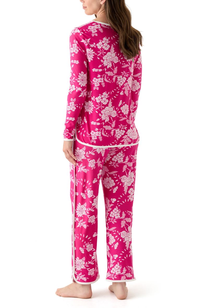 Womens Long Sleeve Pajama Top and Pants Set