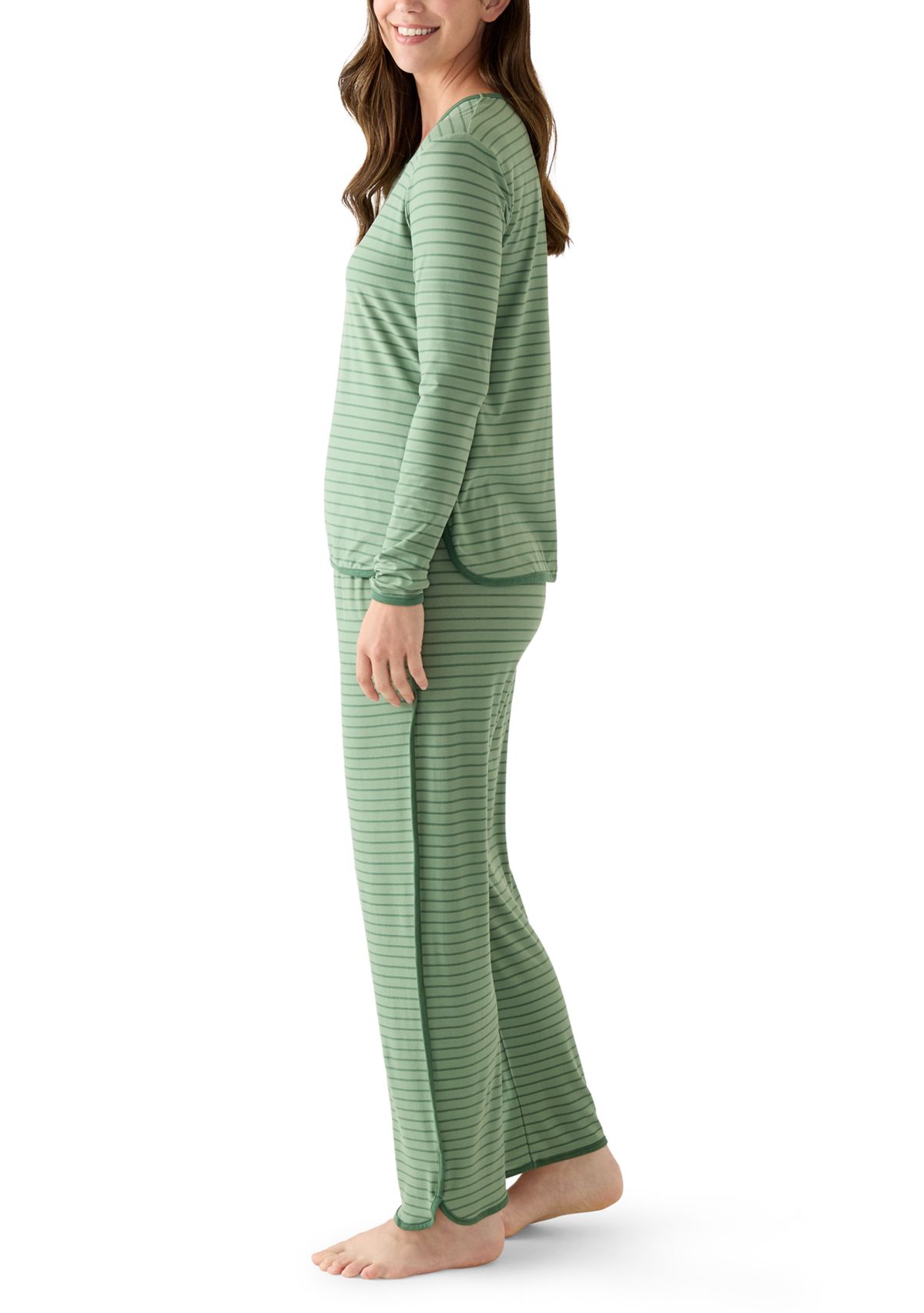 Womens Long Sleeve Pajama Top and Pants Set