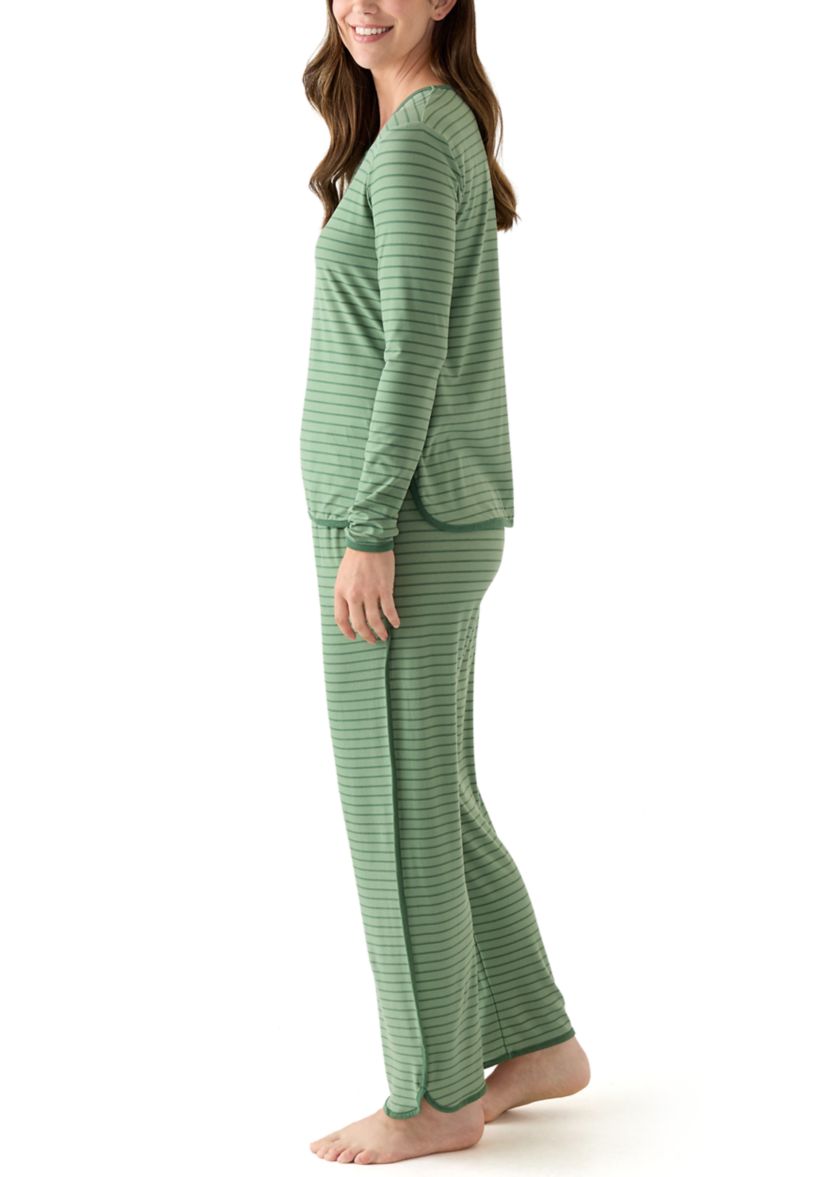 Womens Long Sleeve Pajama Top and Pants Set
