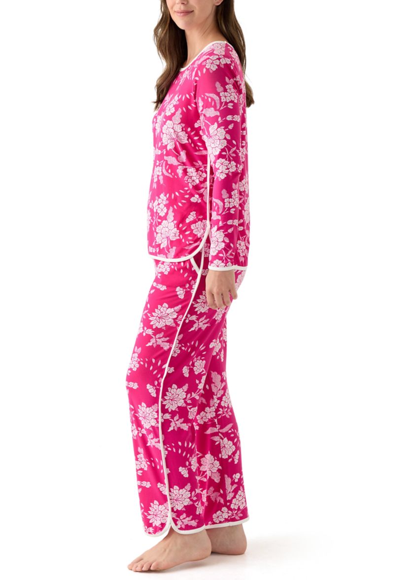 Womens Long Sleeve Pajama Top and Pants Set