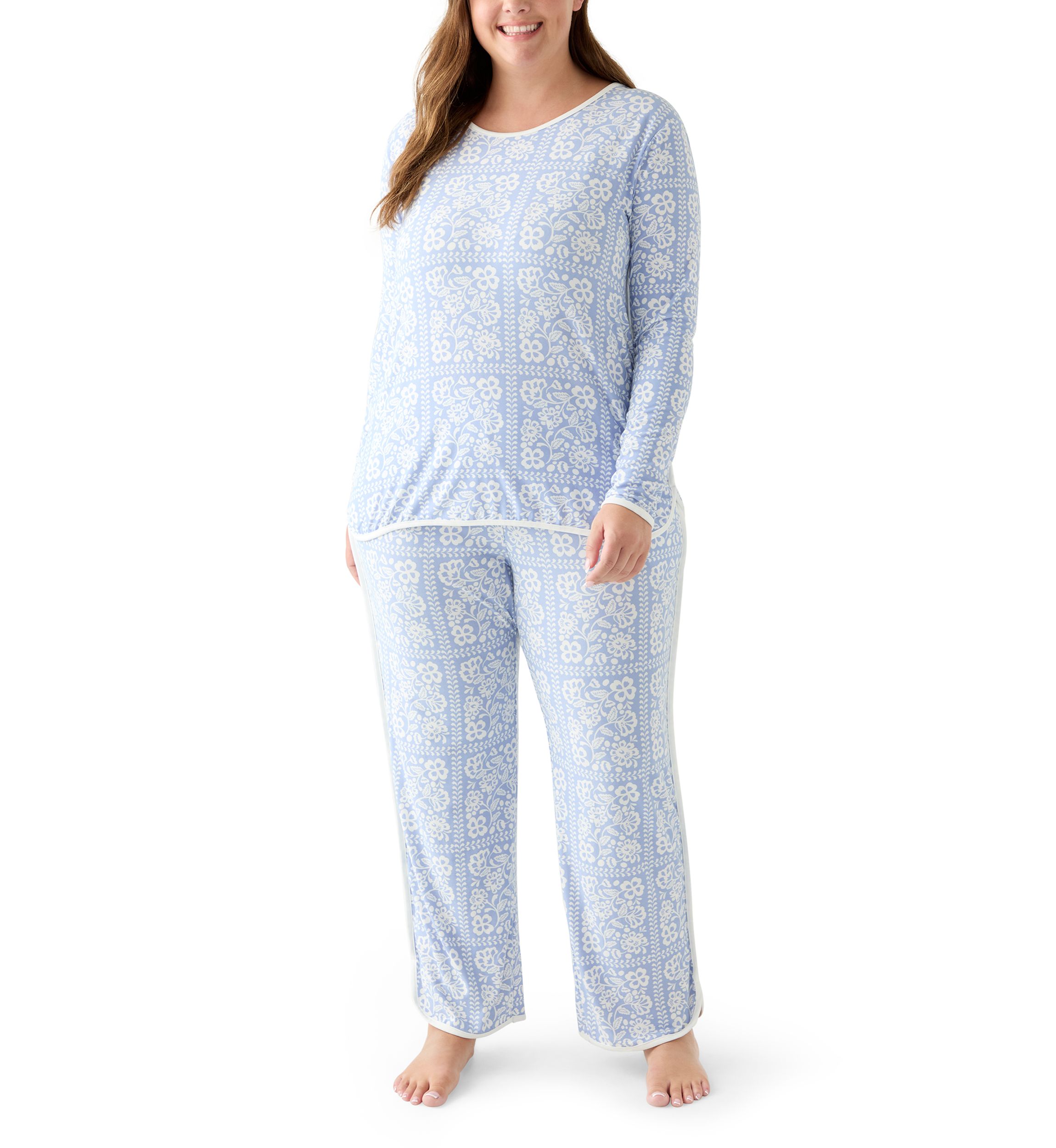 Plus Size Long Sleeve Pajama Top & Pants Set
