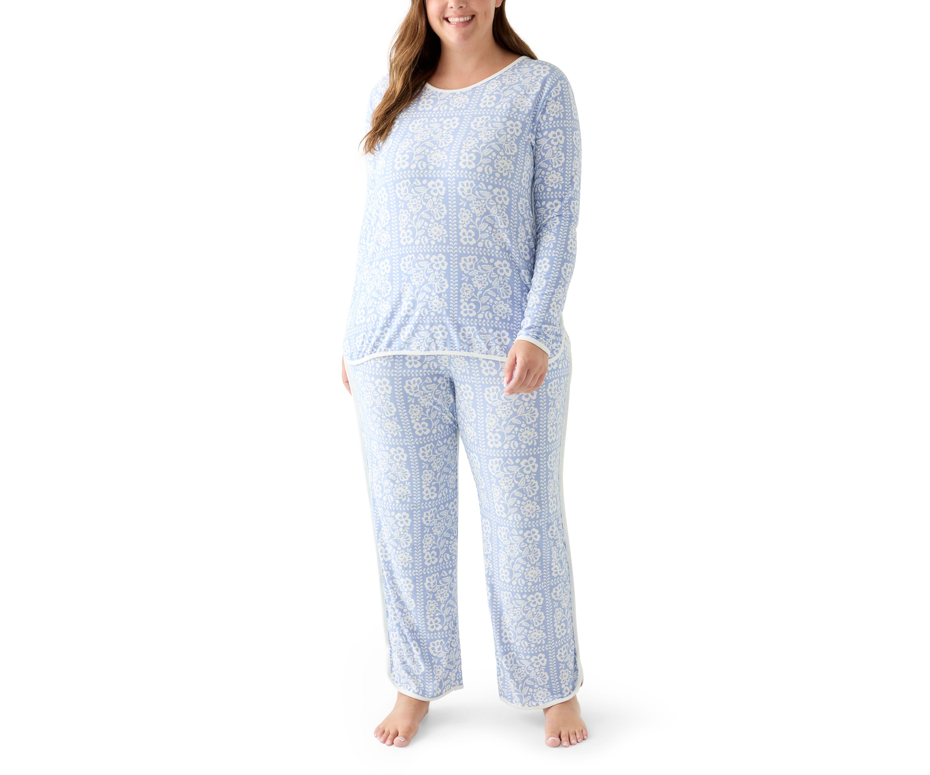 Plus Size Long Sleeve Pajama Top & Pants Set