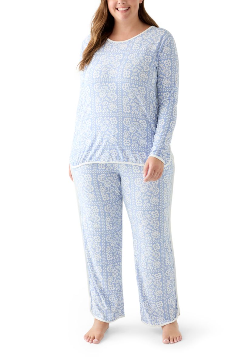 Plus Size Long Sleeve Pajama Top & Pants Set