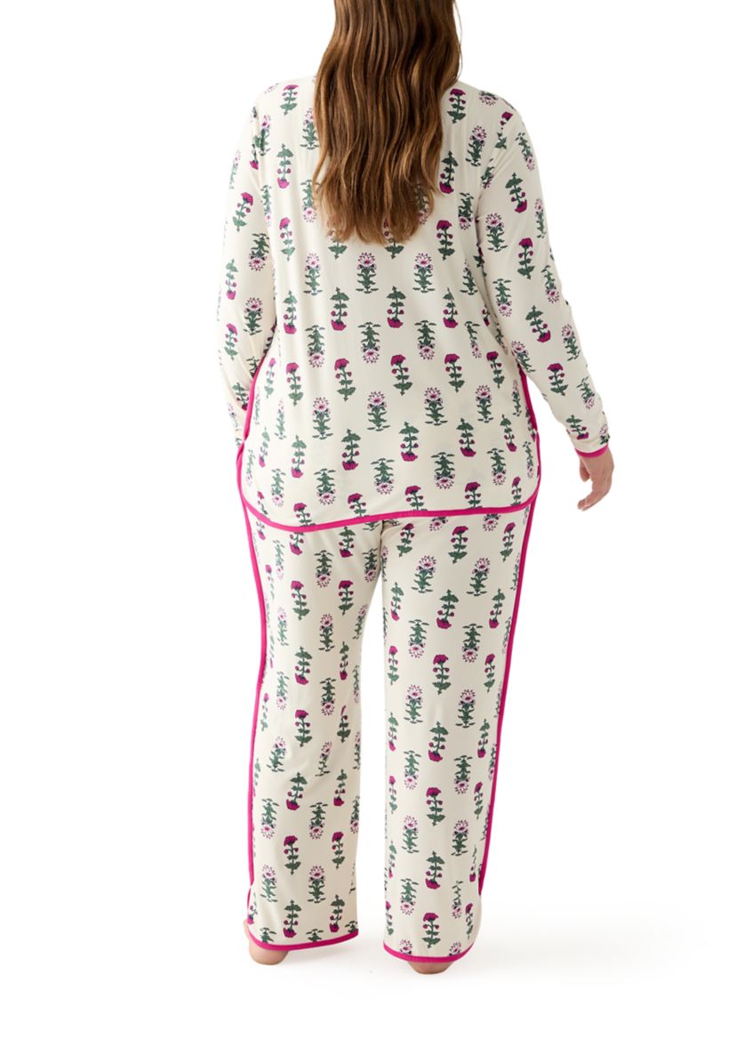 Plus Size Long Sleeve Pajama Top & Pants Set