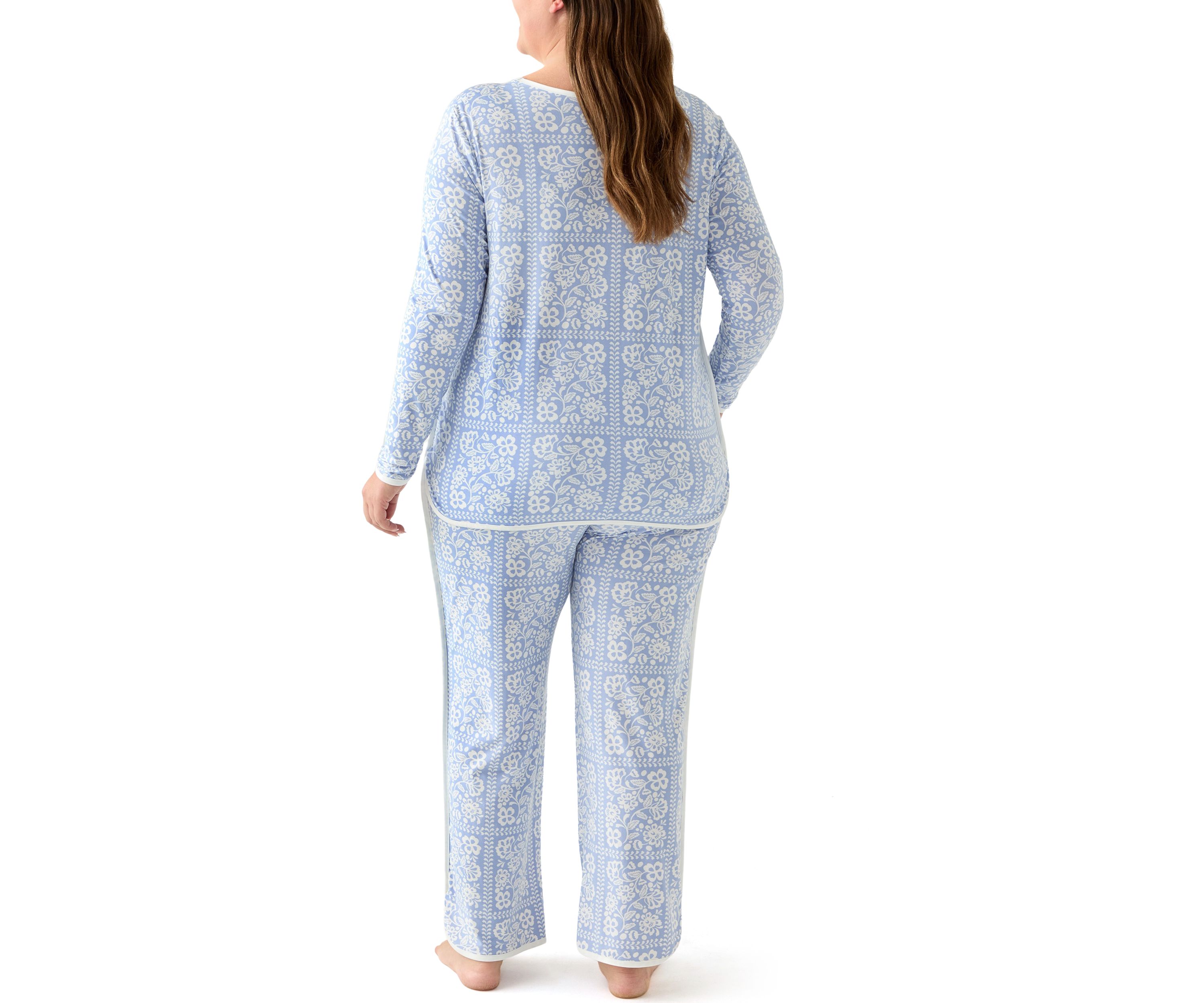 Plus Size Long Sleeve Pajama Top & Pants Set