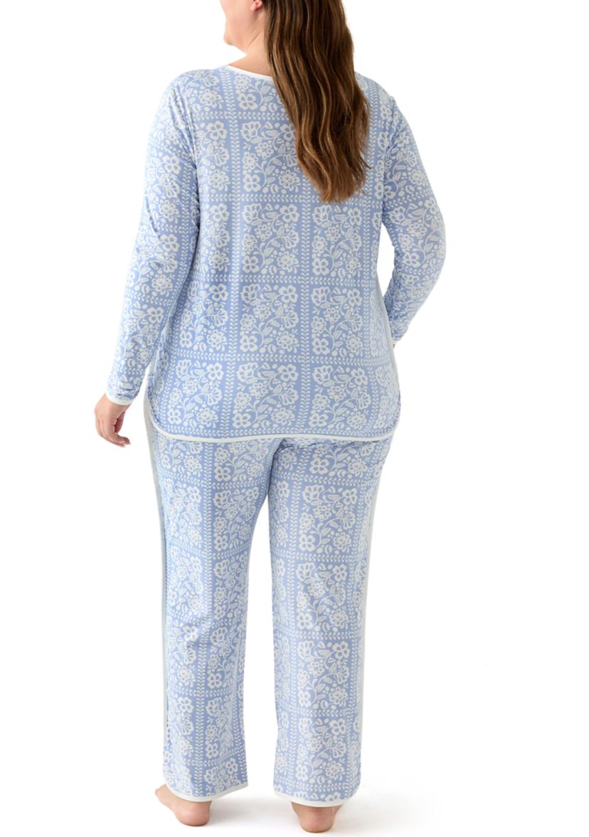 Plus Size Long Sleeve Pajama Top & Pants Set